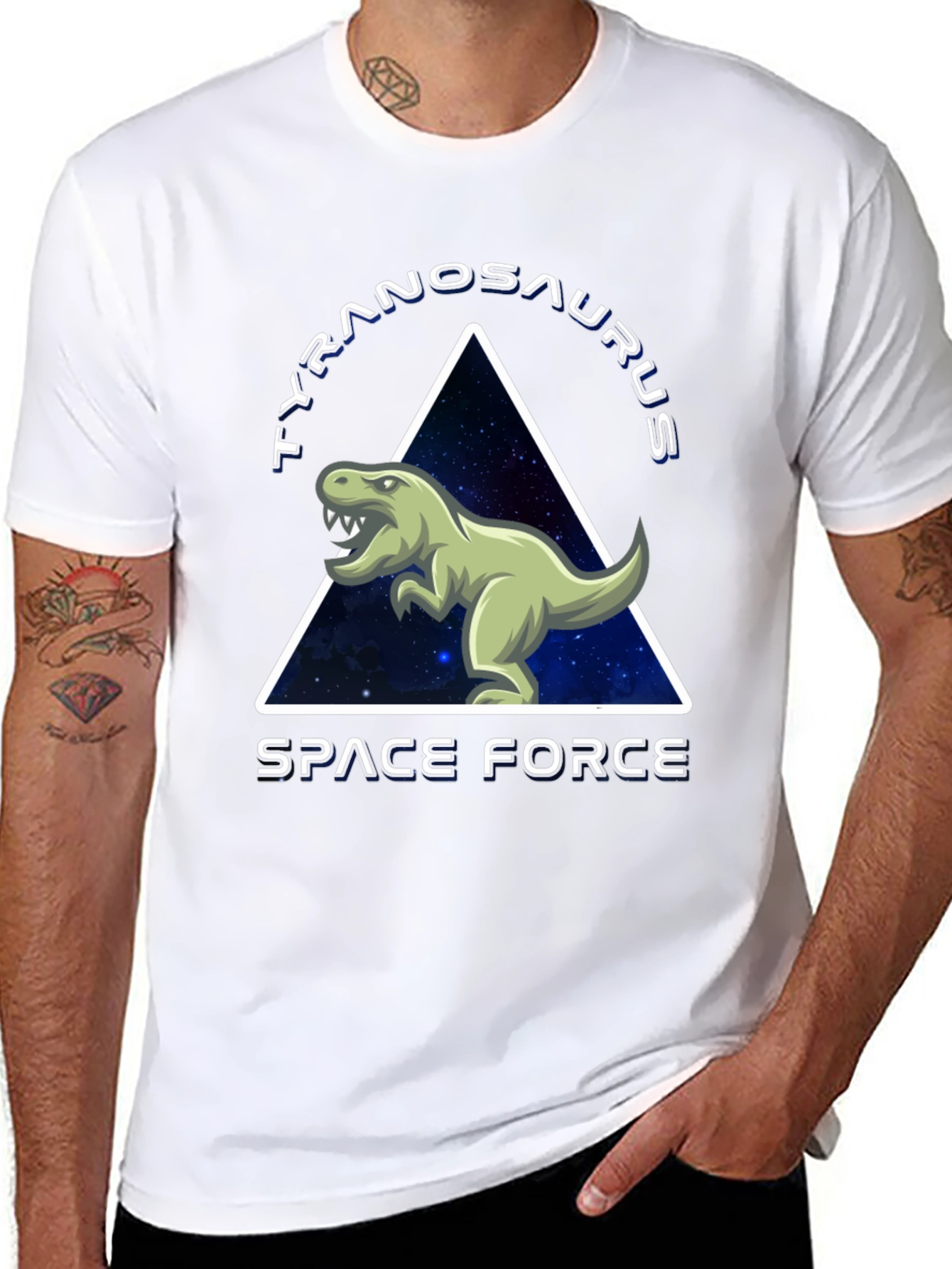 Tyrannosaurus Space Force Graphic T-Shirt
