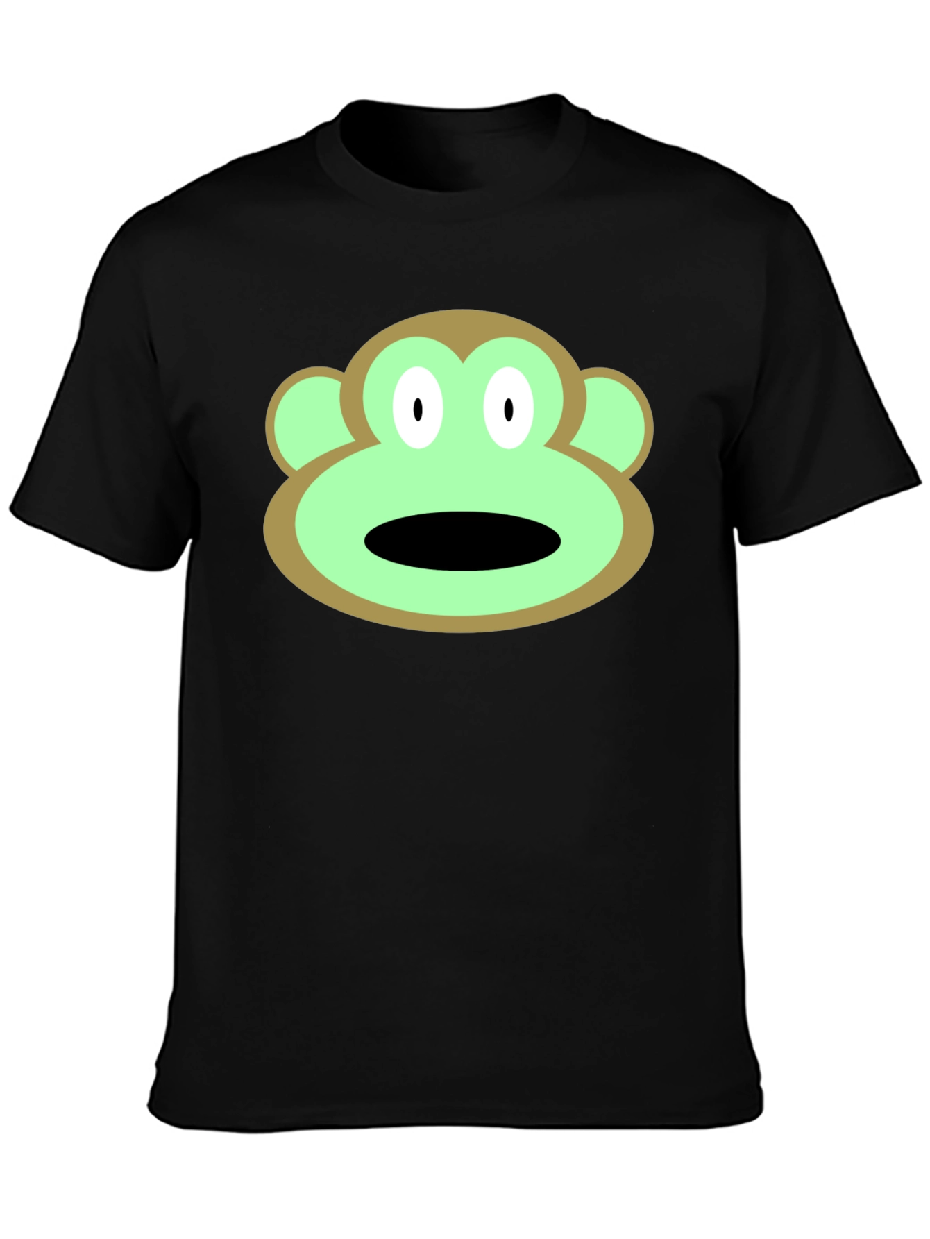 Cartoon Monkey Face Graphic Tee - Black T-Shirt