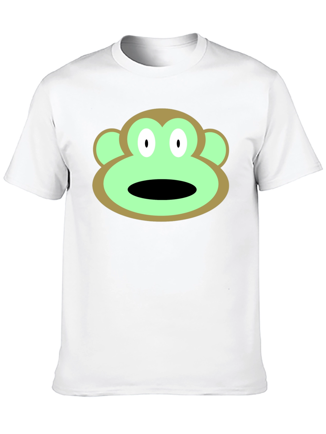 Cartoon Monkey Face Graphic Tee - Black T-Shirt