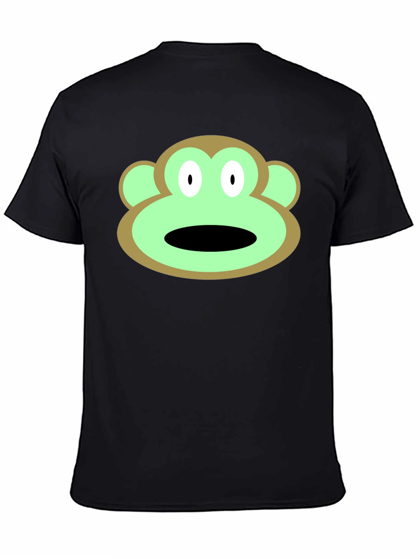 Cartoon Monkey Face Graphic Tee - Black T-Shirt