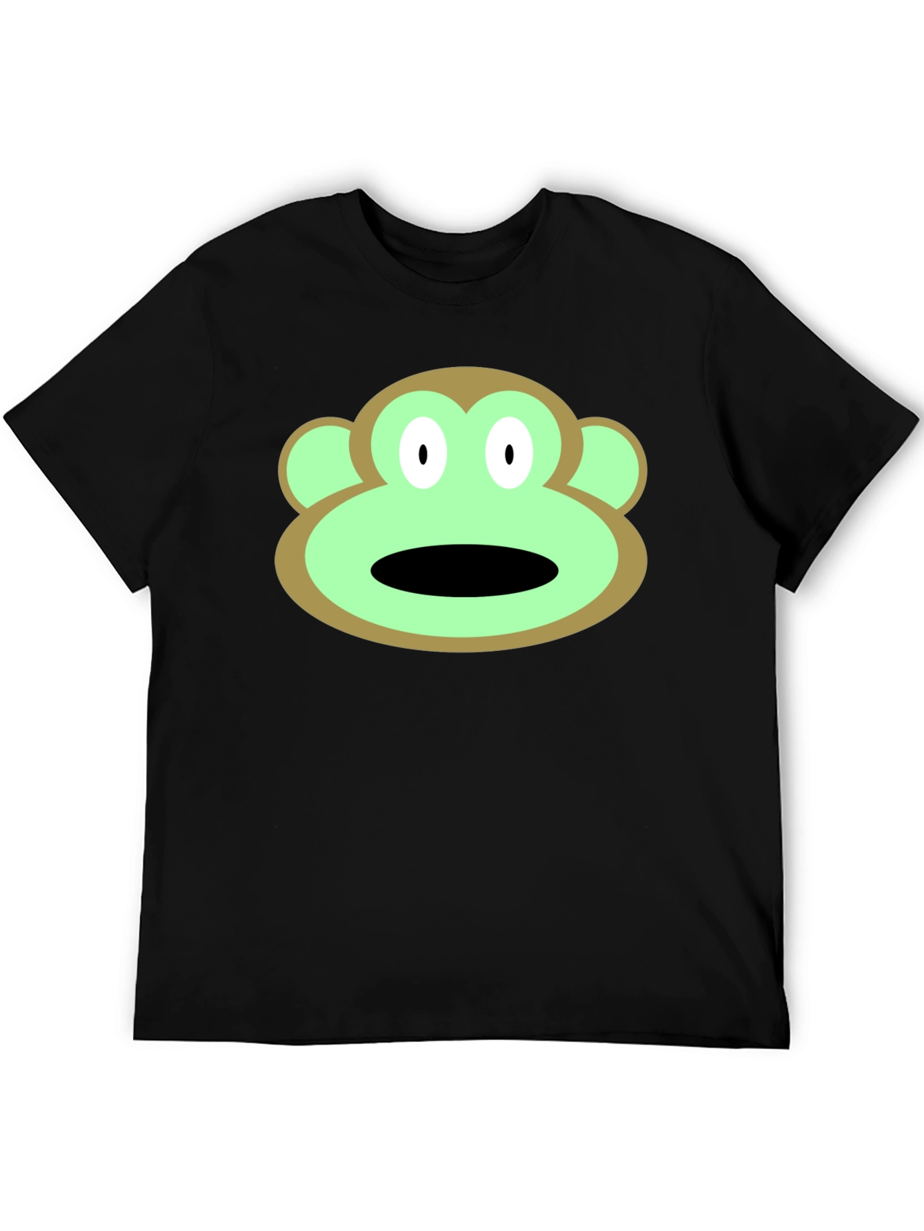 Cartoon Monkey Face Graphic Tee - Black T-Shirt