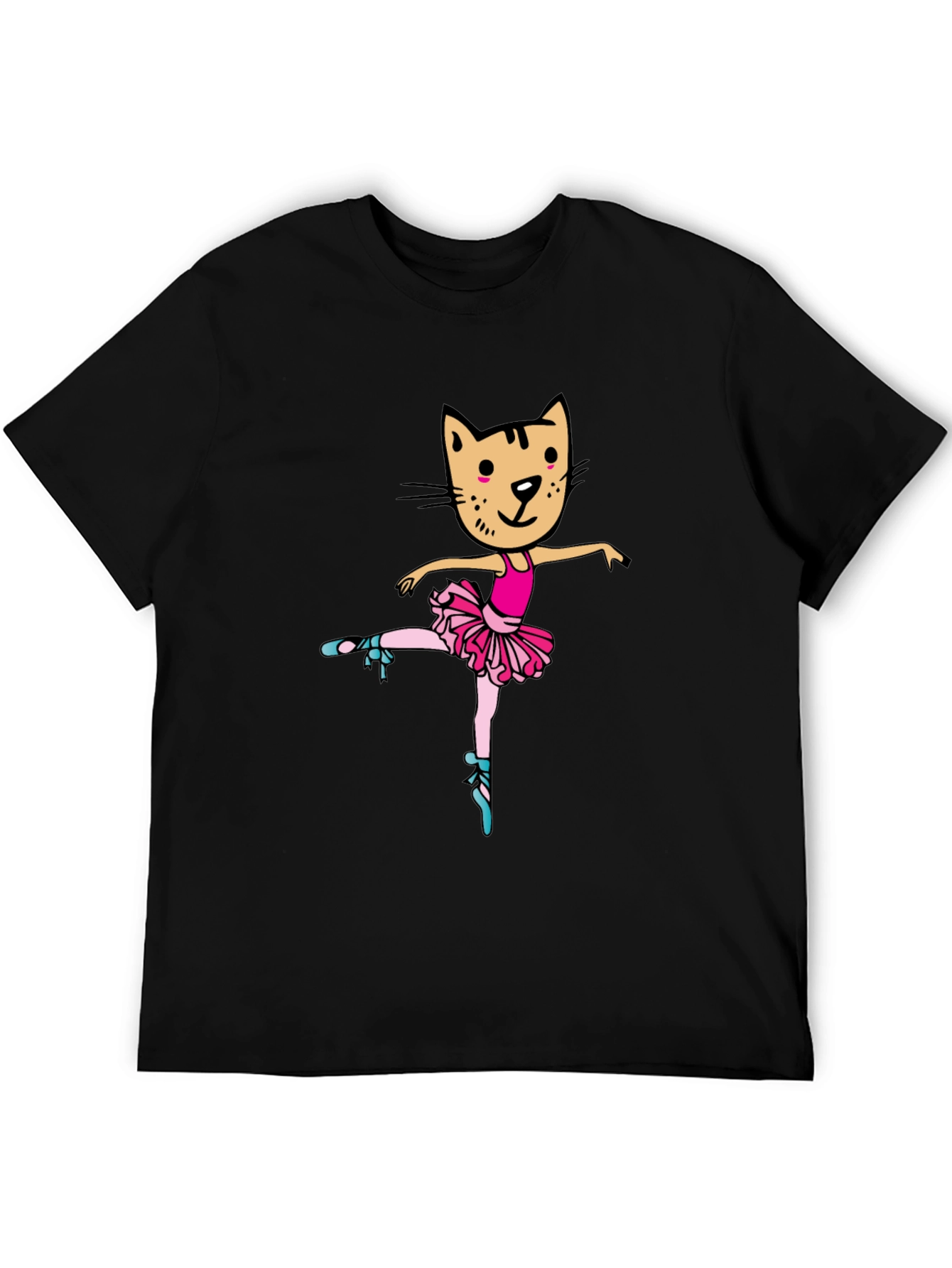 Cat Ballerina Graphic Tee - Black Unisex T-Shirt