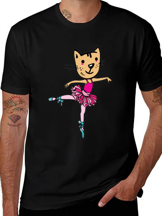 Cat Ballerina Graphic Tee - Black Unisex T-Shirt