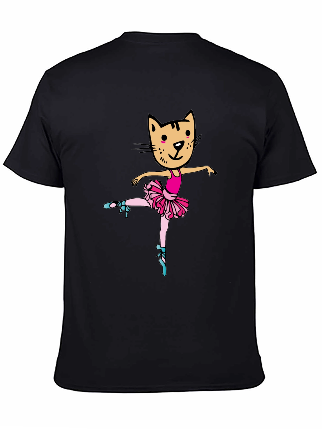 Cat Ballerina Graphic Tee - Black Unisex T-Shirt