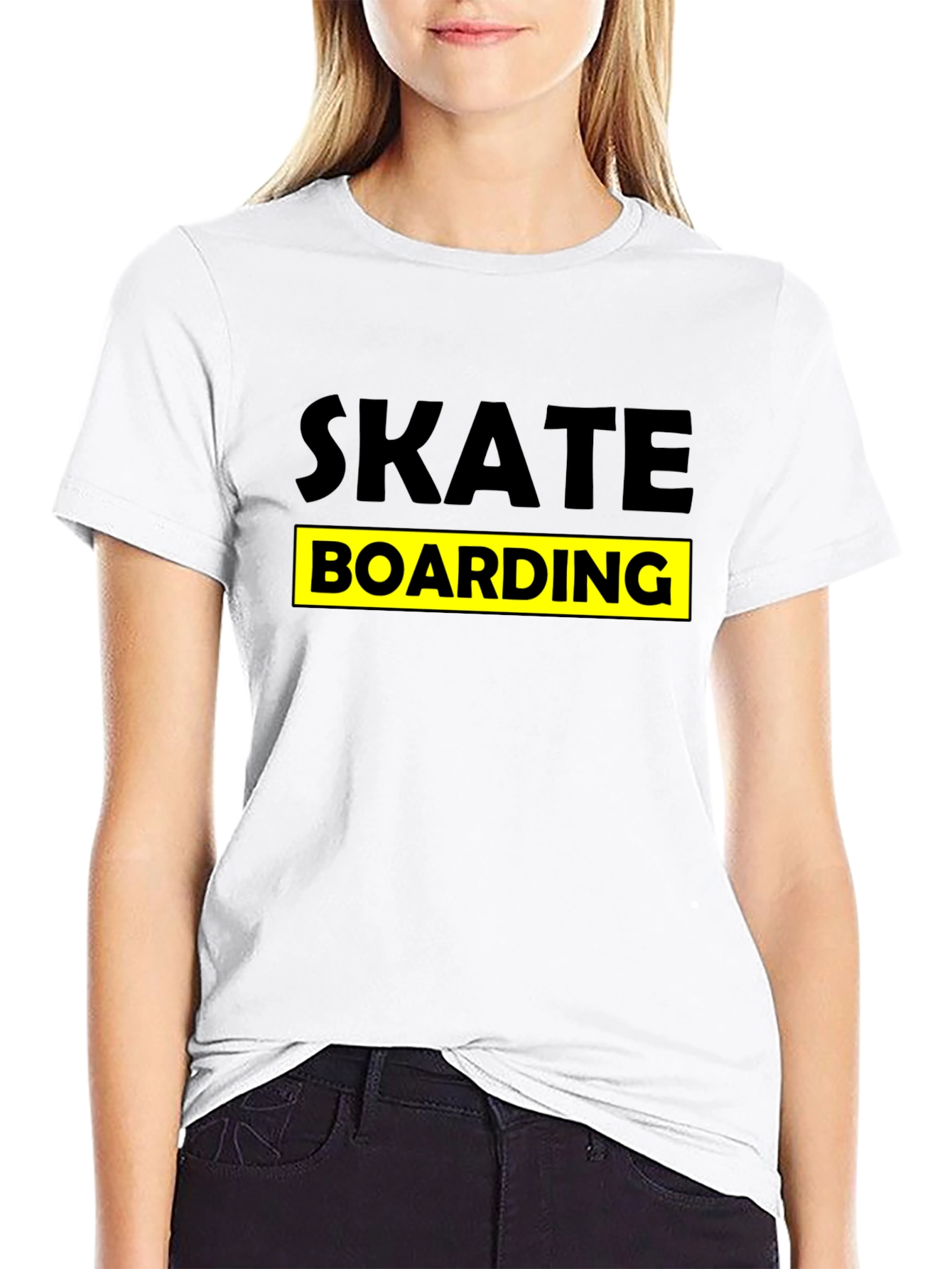 Skateboarding Graphic Tee - Black Cotton T-Shirt