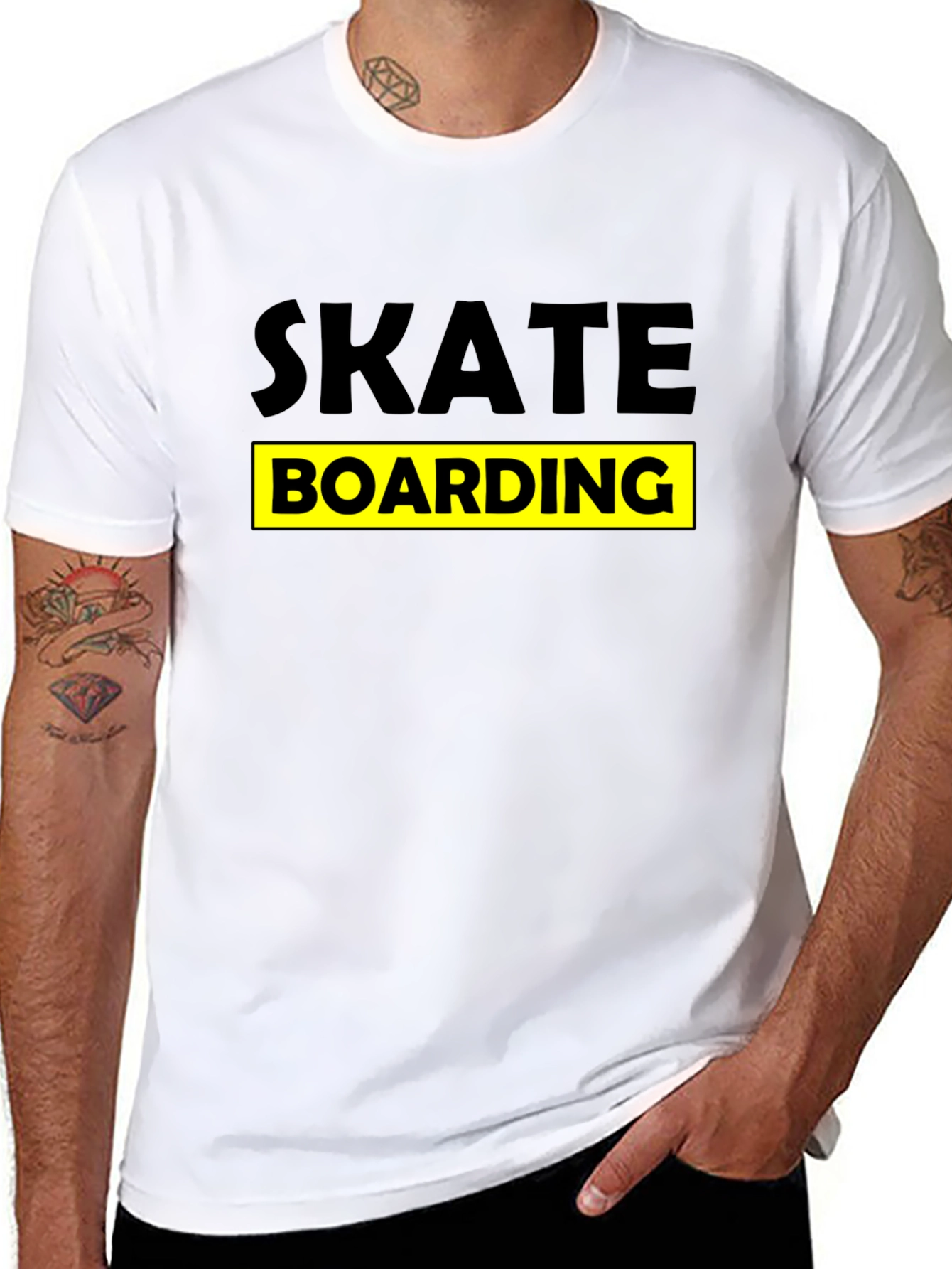 Skateboarding Graphic Tee - Black Cotton T-Shirt