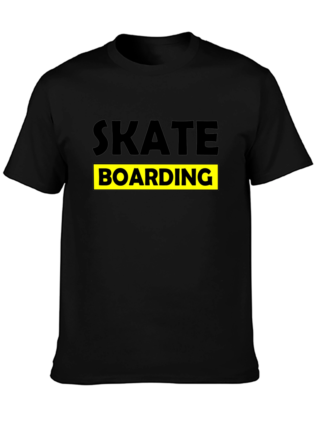 Skateboarding Graphic Tee - Black Cotton T-Shirt
