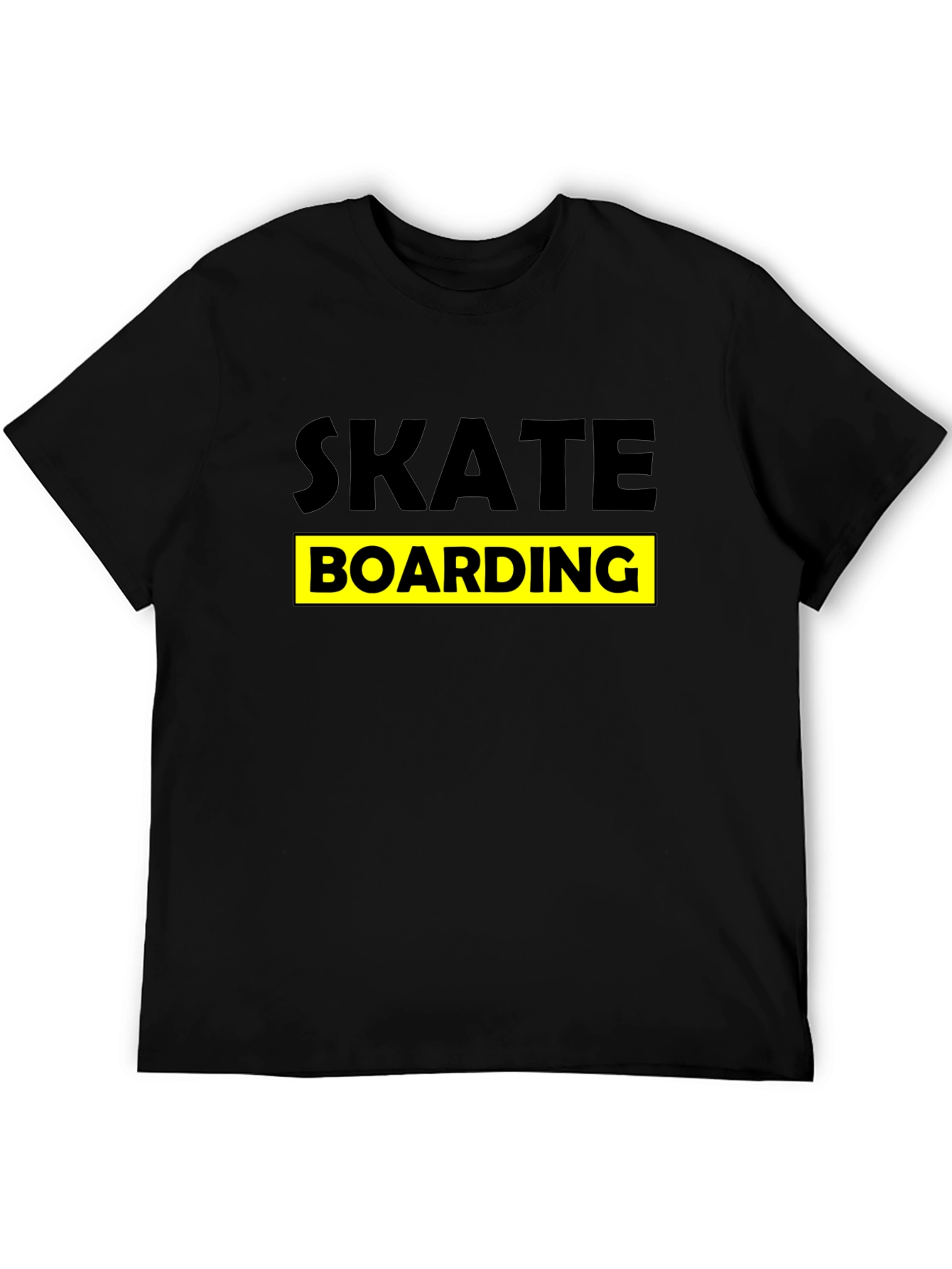 Skateboarding Graphic Tee - Black Cotton T-Shirt