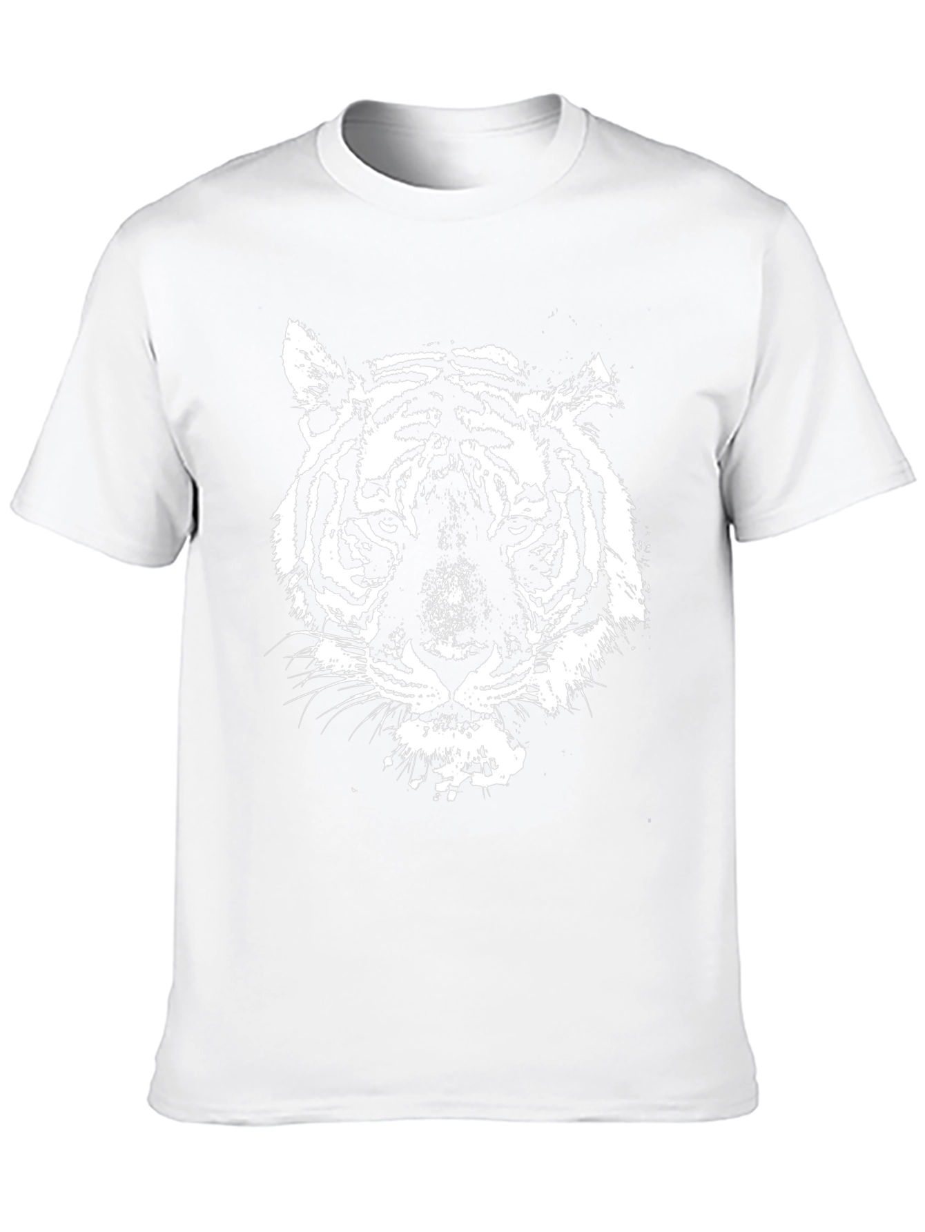 Black T-Shirt with White Tiger Graphic