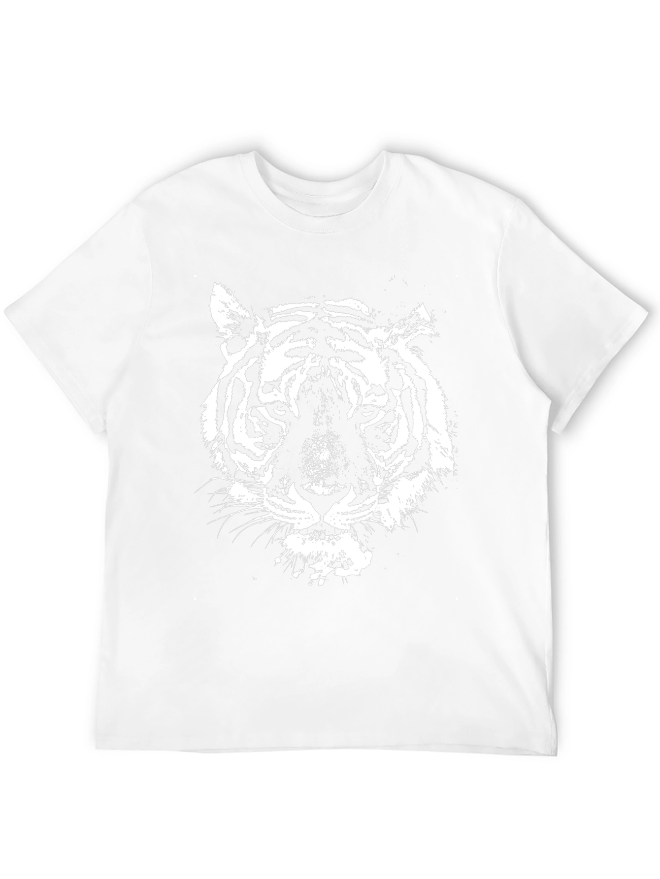 Black T-Shirt with White Tiger Graphic