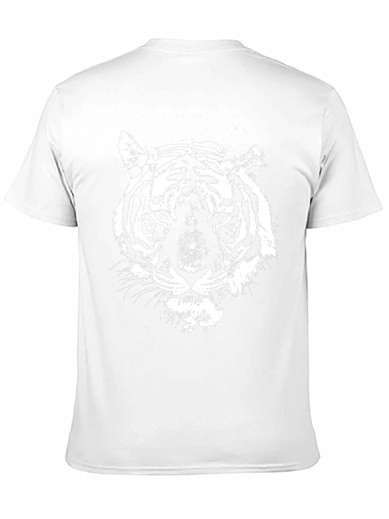 Black T-Shirt with White Tiger Graphic