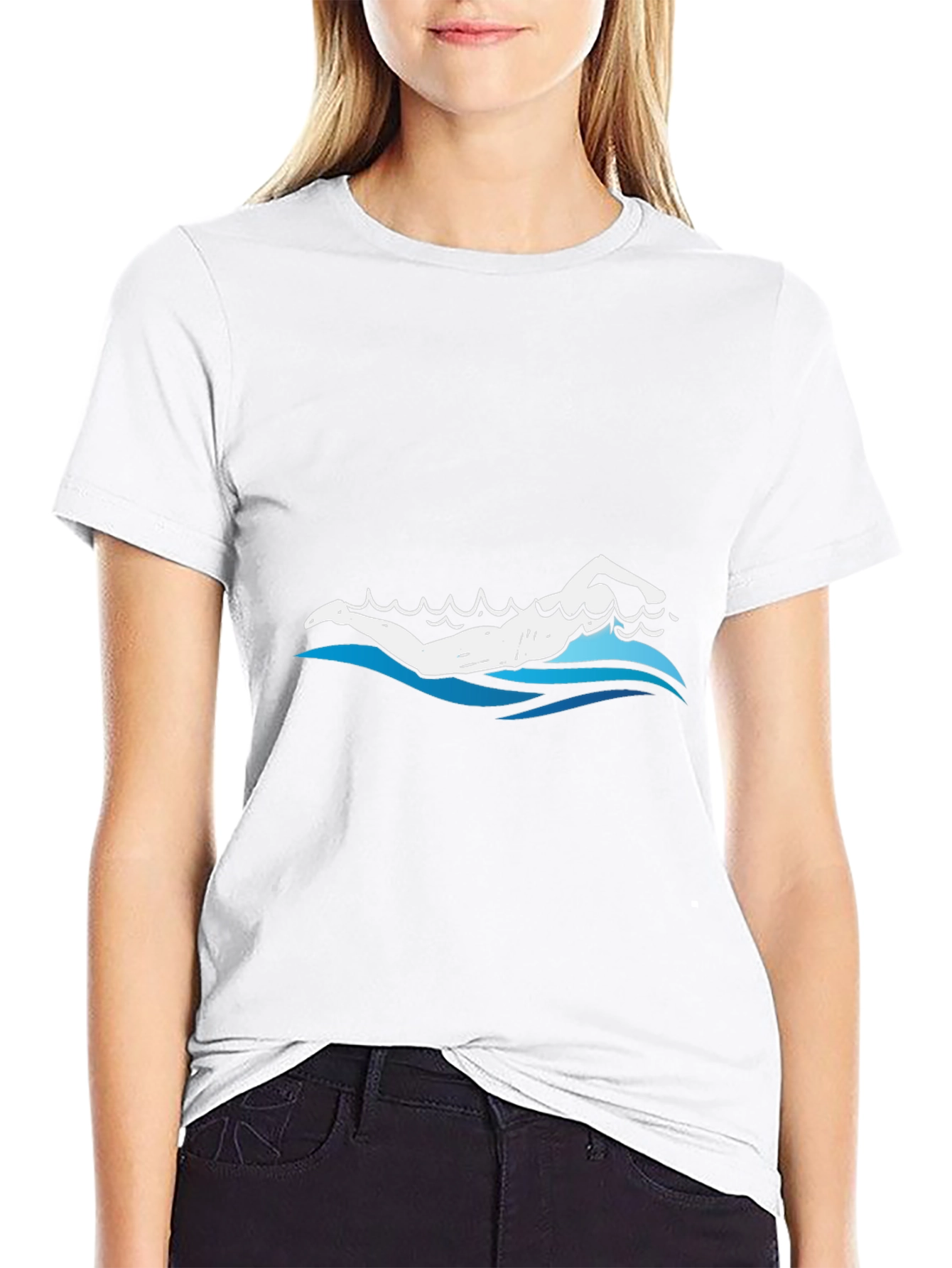 Swimmer Graphic Tee - Black Cotton Blend