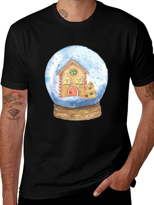 Snow Globe Gingerbread House Graphic Tee