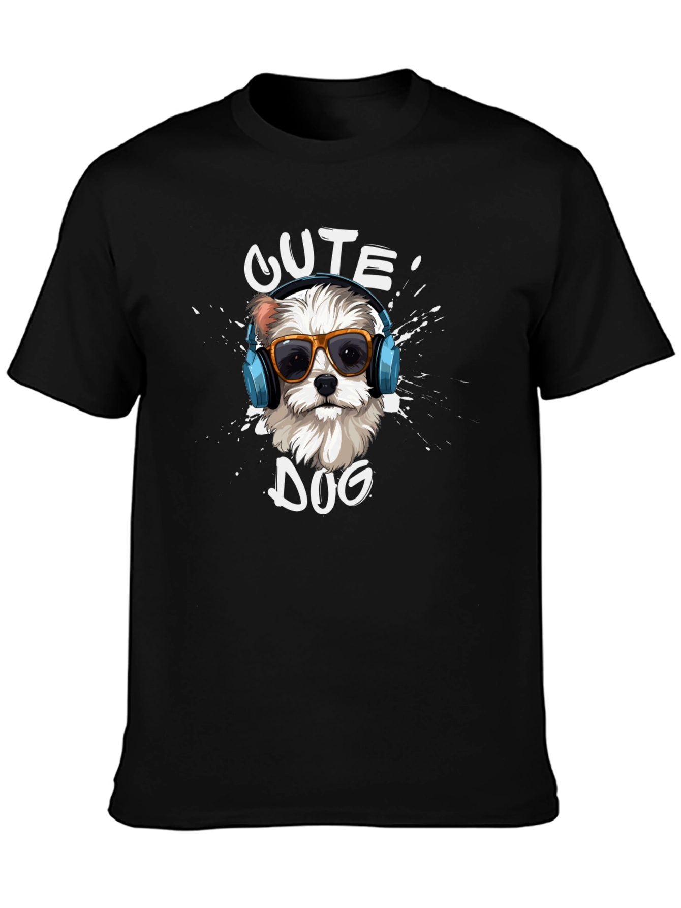 Cute Dog Graphic T-Shirt - Black