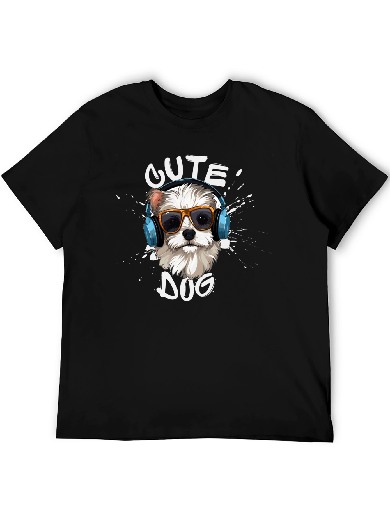 Cute Dog Graphic T-Shirt - Black