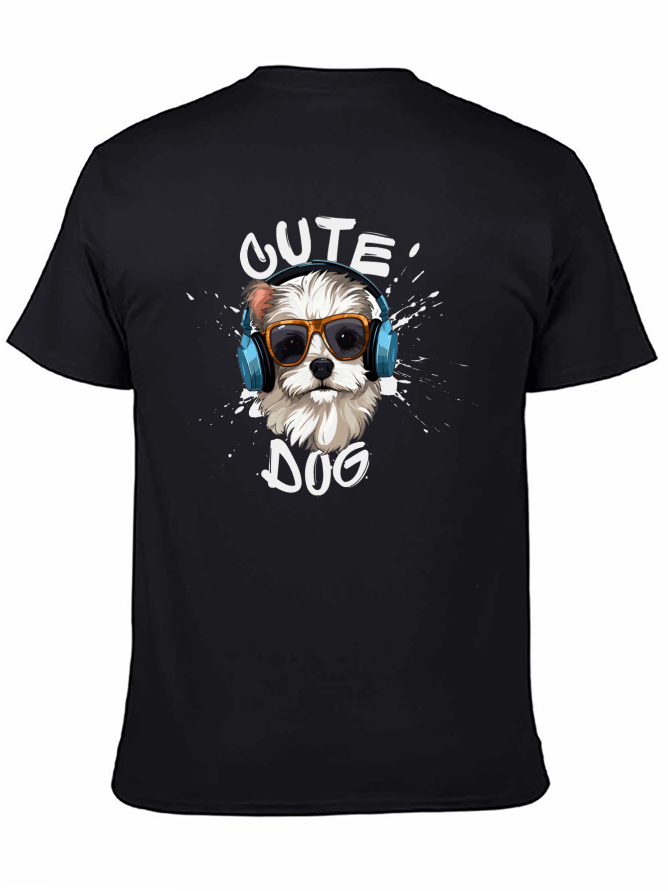 Cute Dog Graphic T-Shirt - Black