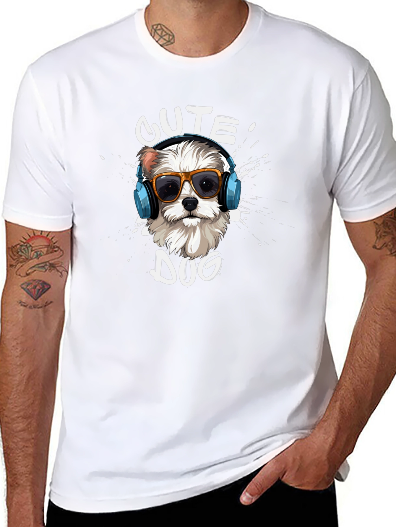 Cute Dog Graphic T-Shirt - Black