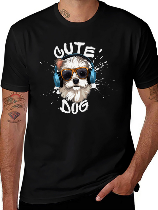 Cute Dog Graphic T-Shirt - Black