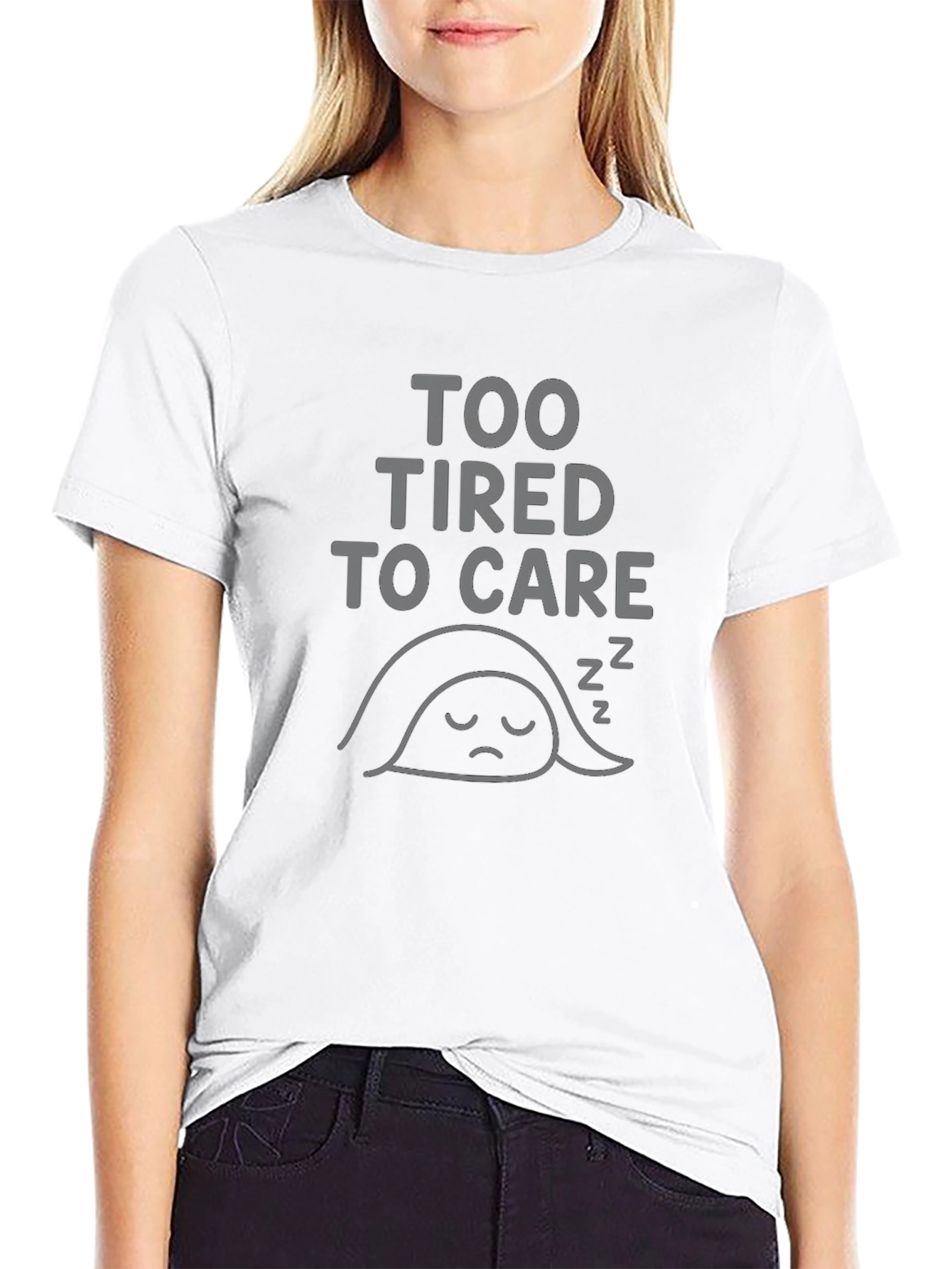 Too Tired to Care Black Graphic Tee