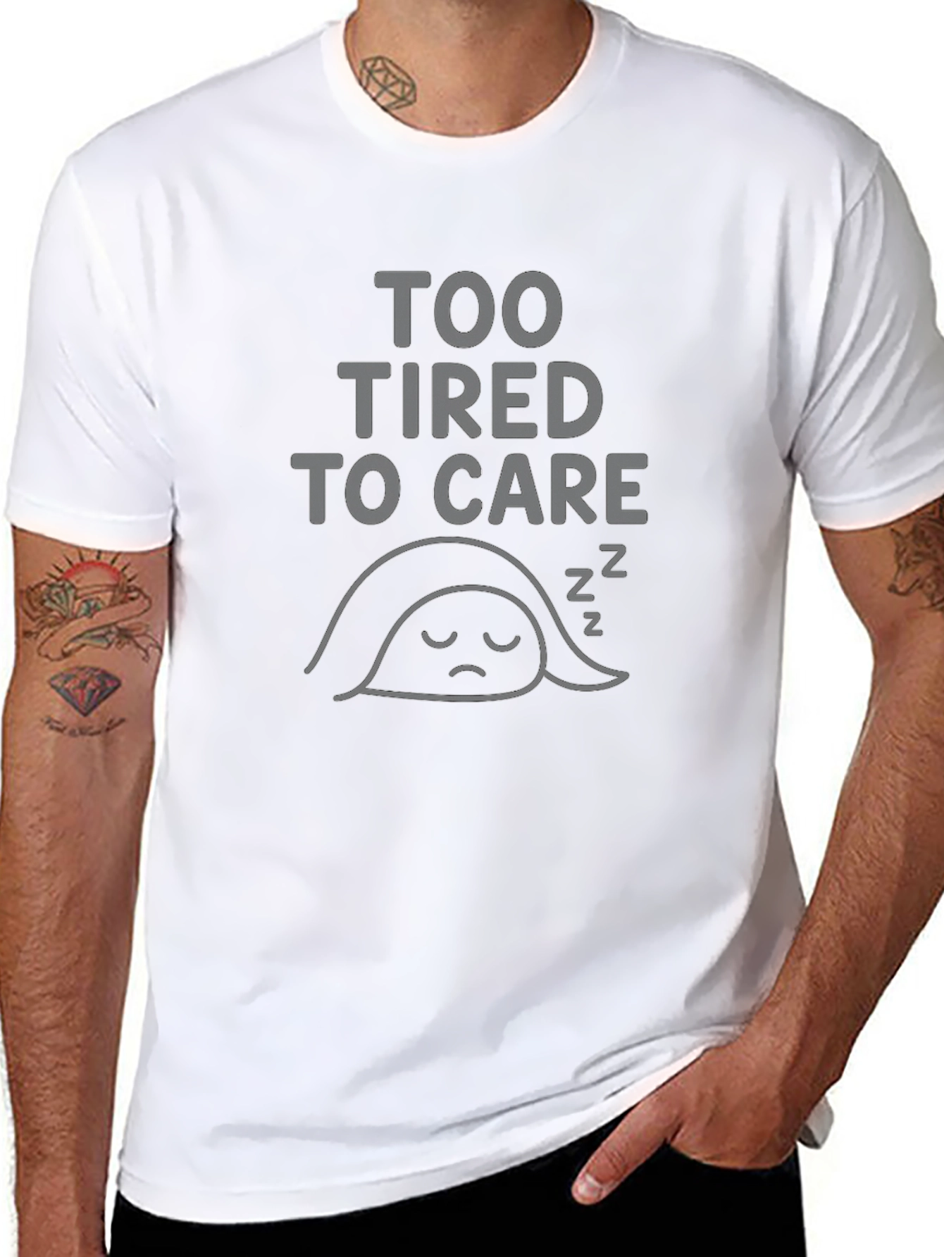 Too Tired to Care Black Graphic Tee