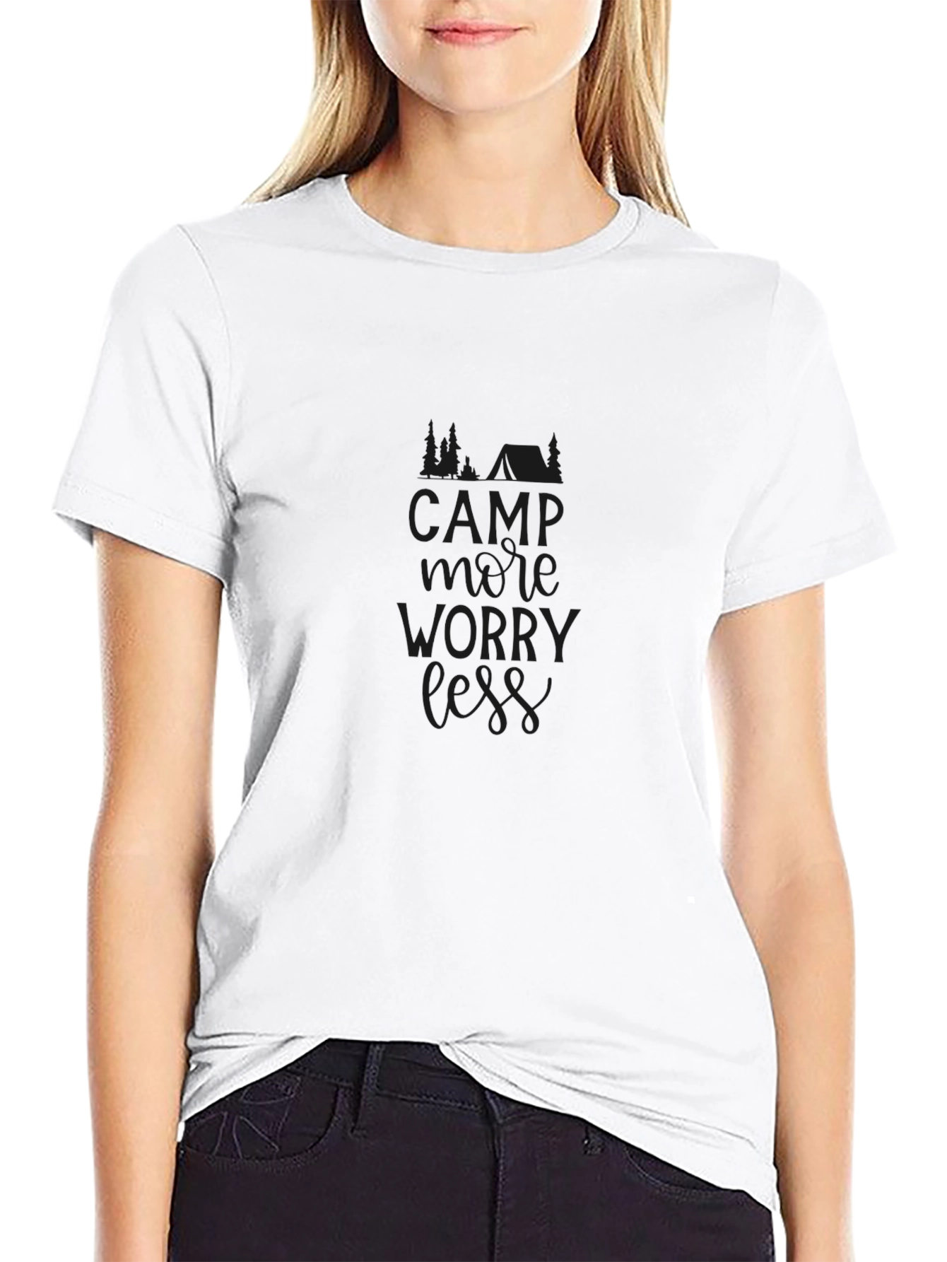 Camp More Worry Less Black T-Shirt