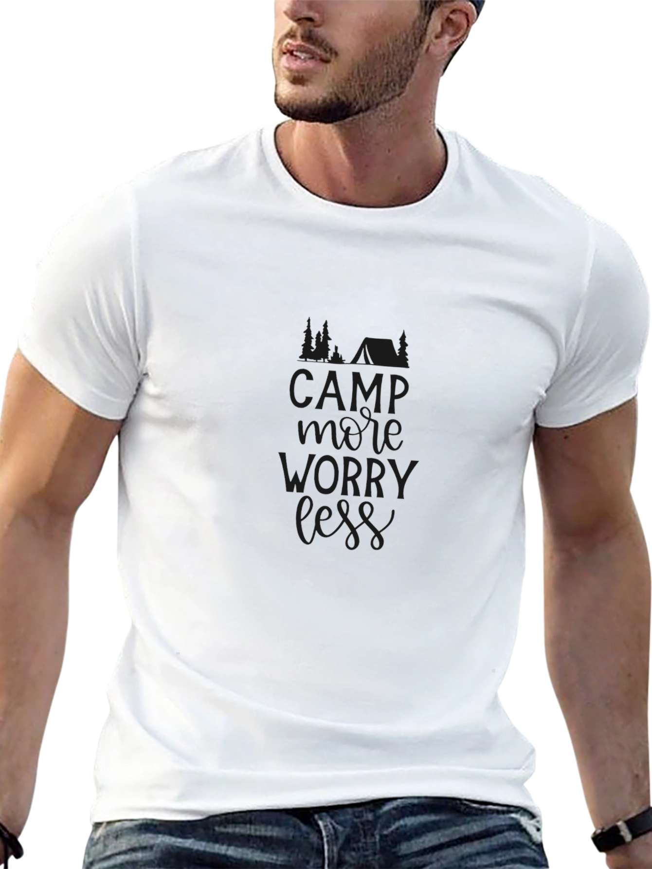 Camp More Worry Less Black T-Shirt
