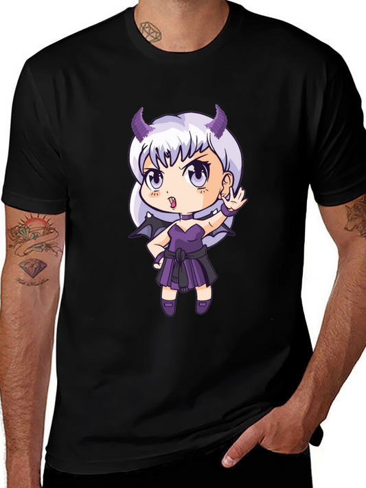 Anime Devil Girl T-Shirt - Black Cotton Tee
