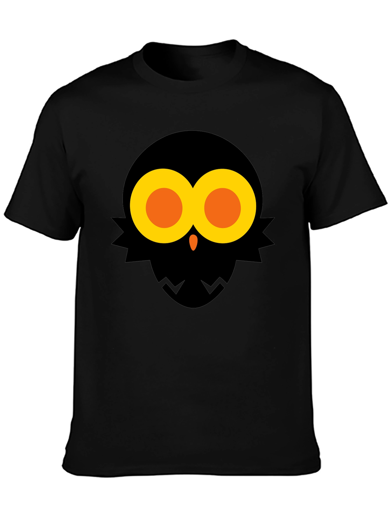 Abstract Owl Graphic Tee - Black Cotton Blend Shirt