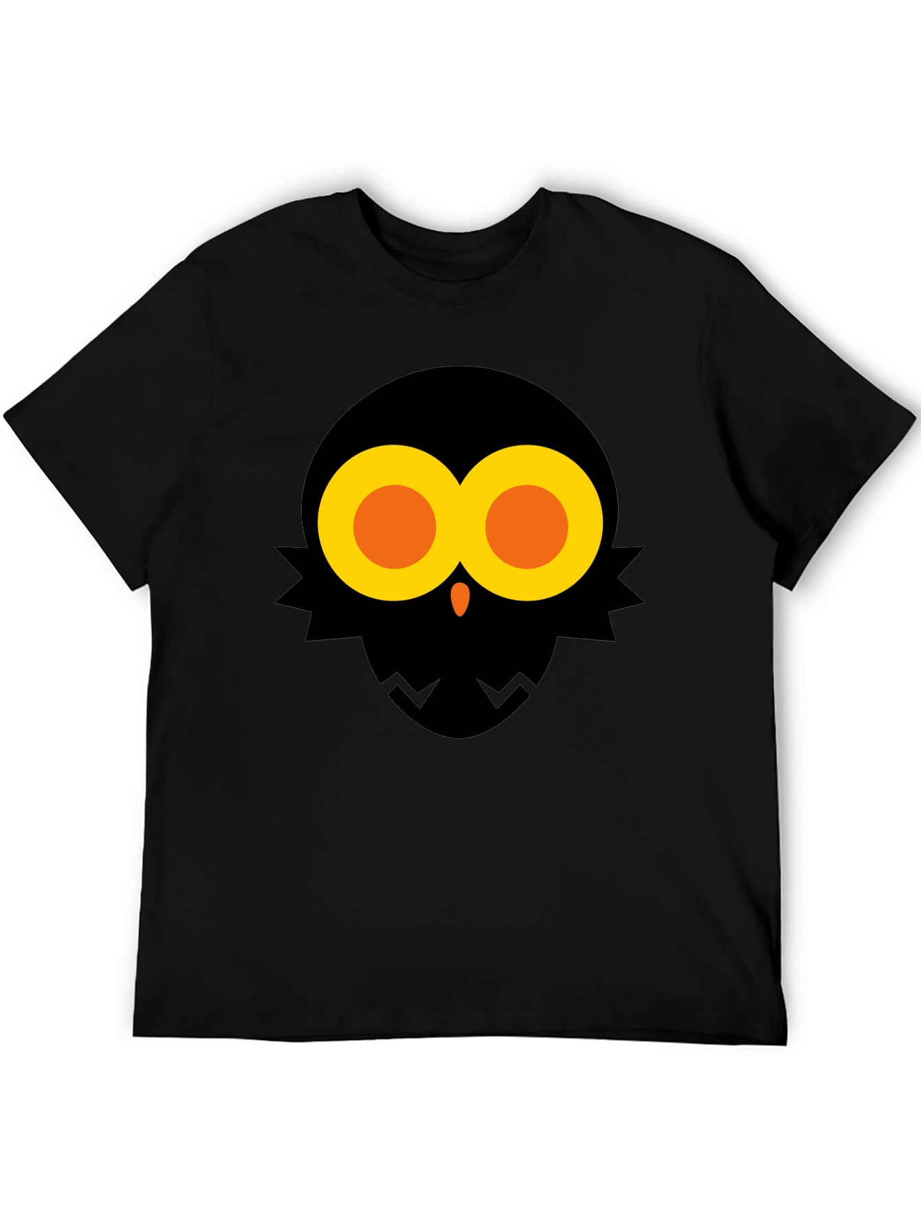 Abstract Owl Graphic Tee - Black Cotton Blend Shirt