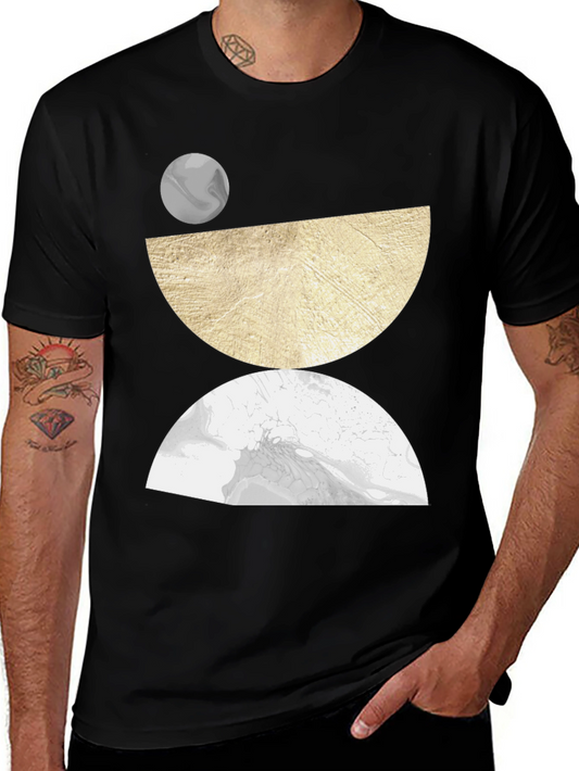 Abstract Geometric Graphic Tee - Black
