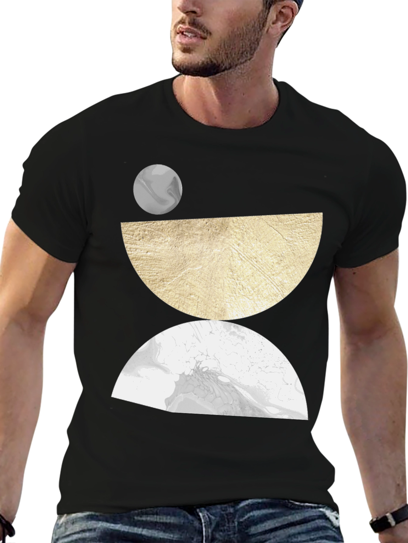 Abstract Geometric Graphic Tee - Black