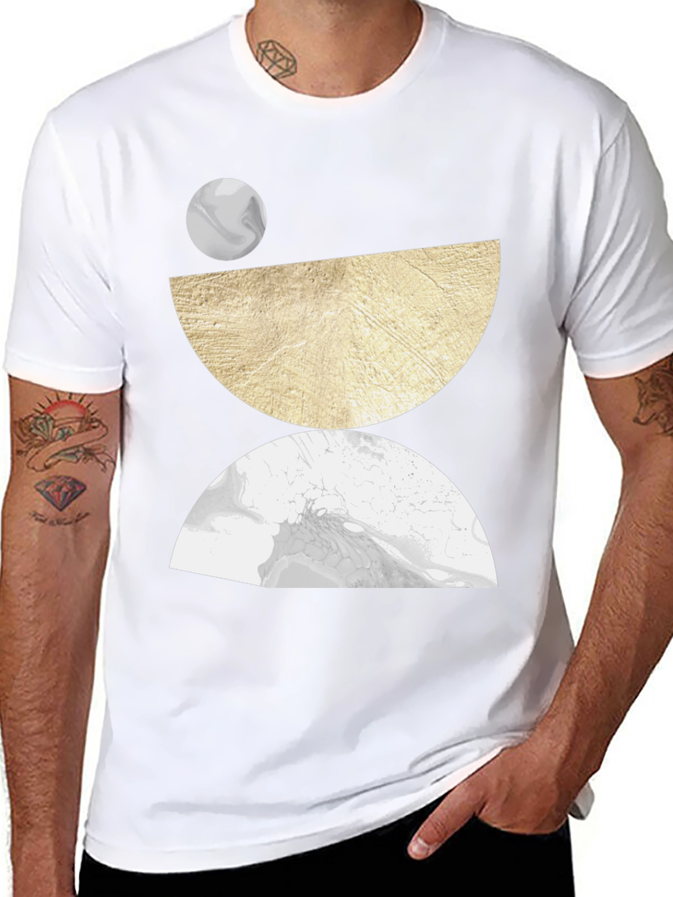 Abstract Geometric Graphic Tee - Black