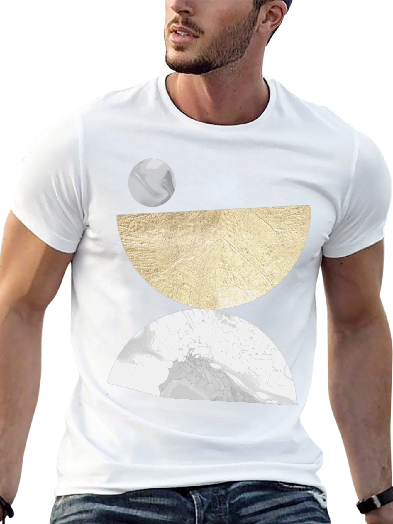 Abstract Geometric Graphic Tee - Black