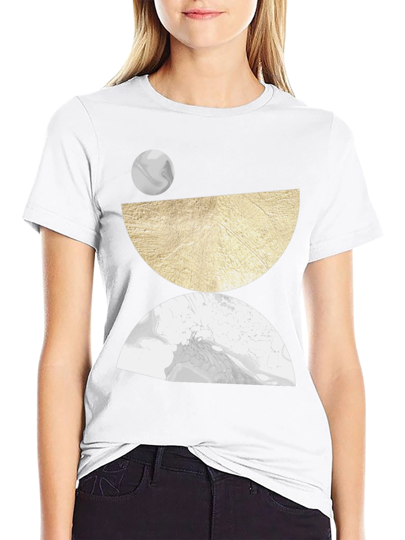Abstract Geometric Graphic Tee - Black
