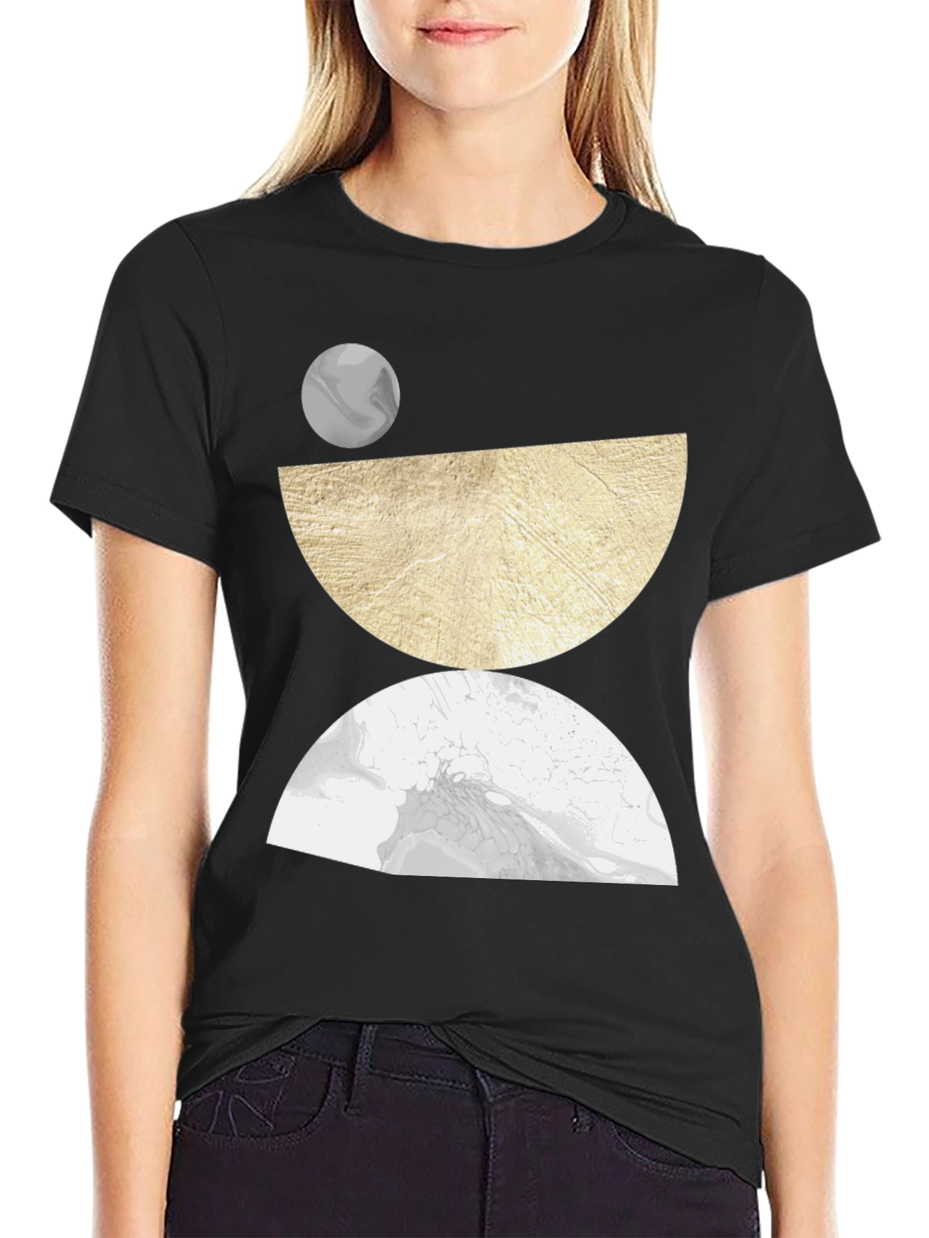 Abstract Geometric Graphic Tee - Black