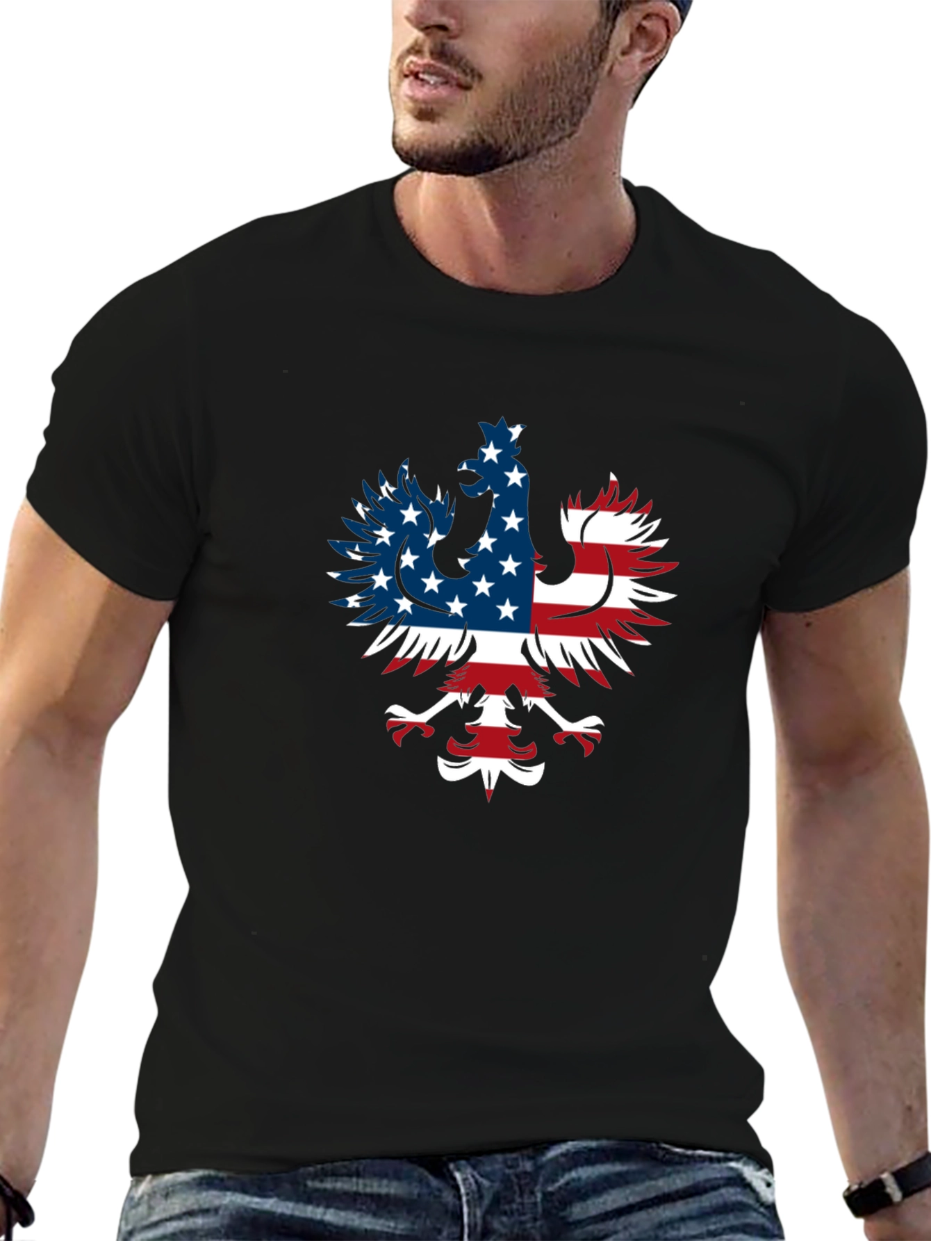 American Flag Eagle Graphic T-Shirt Patriotic USA