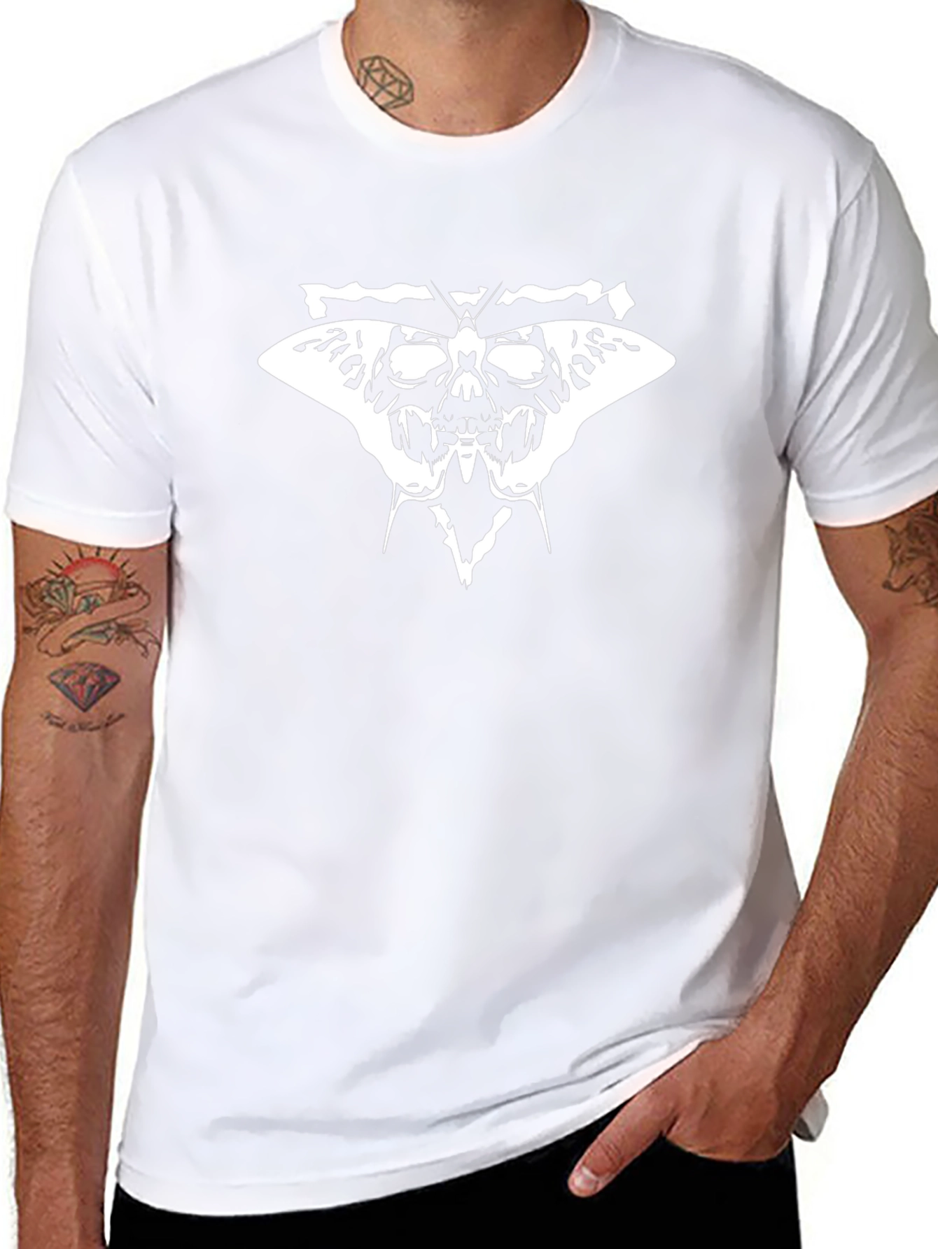 Skull Moth Graphic Black T-Shirt
