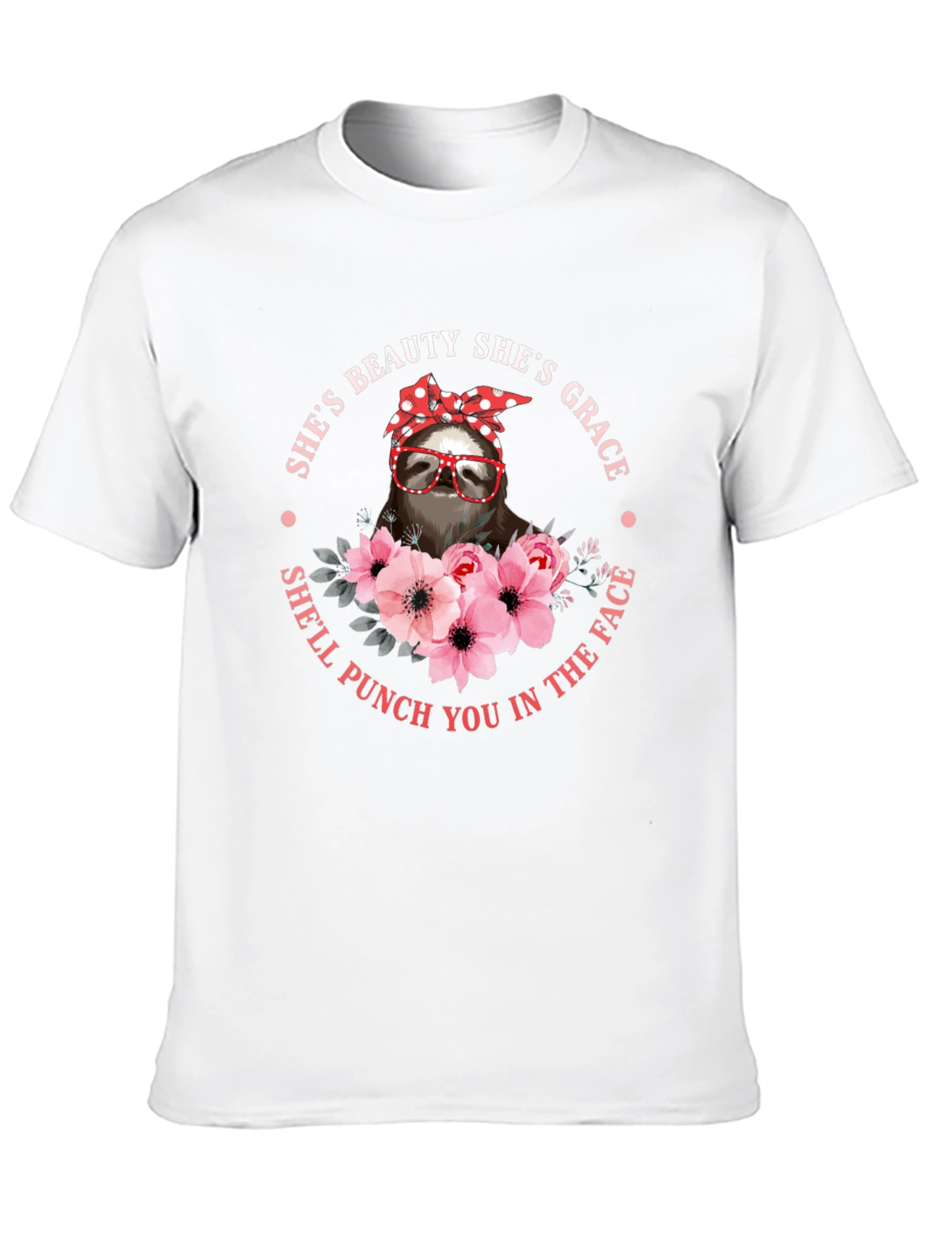 Sloth Beauty Grace Punch T-Shirt - Funny Womens Tee