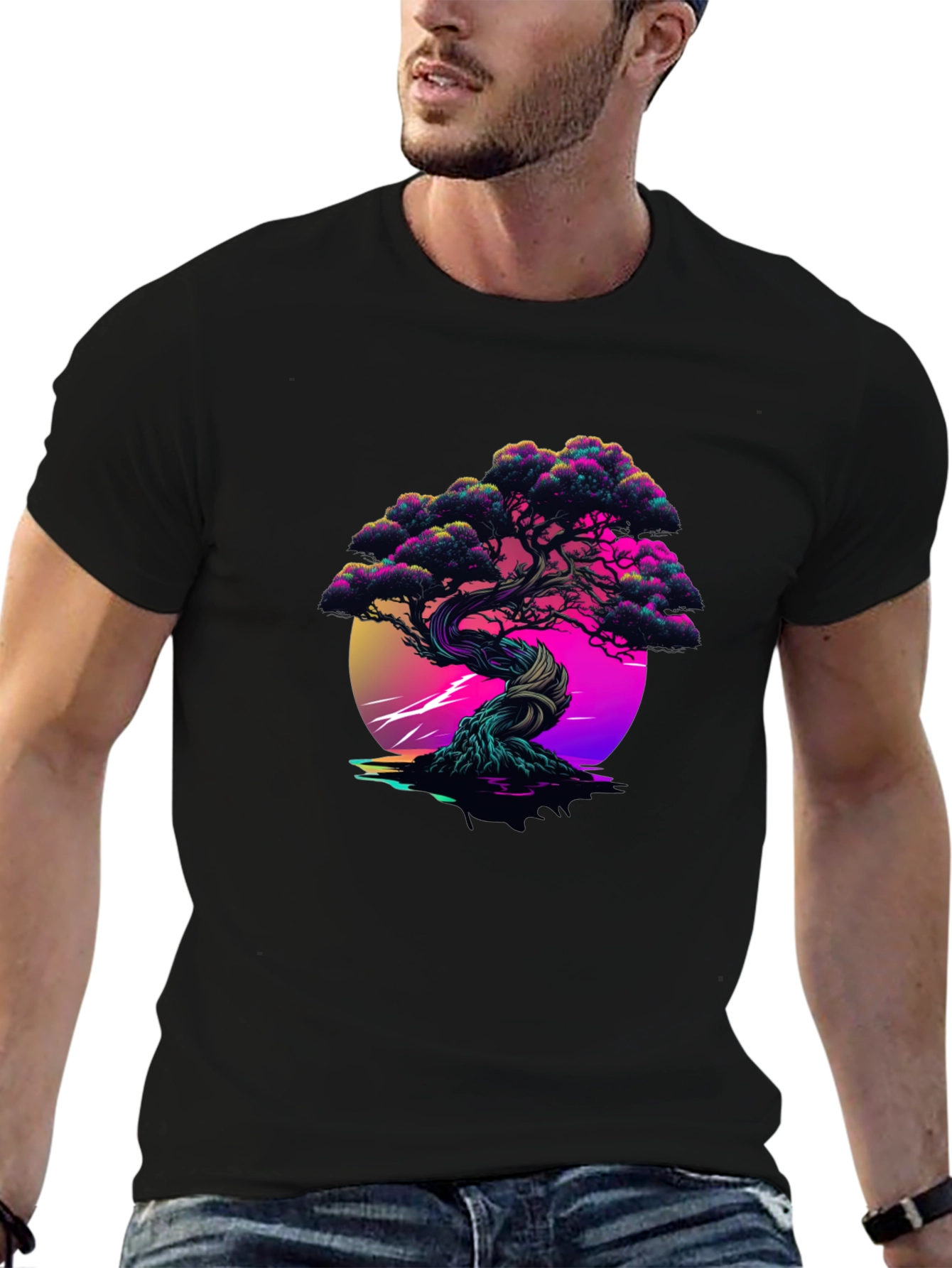 Vaporwave Bonsai Black Tee