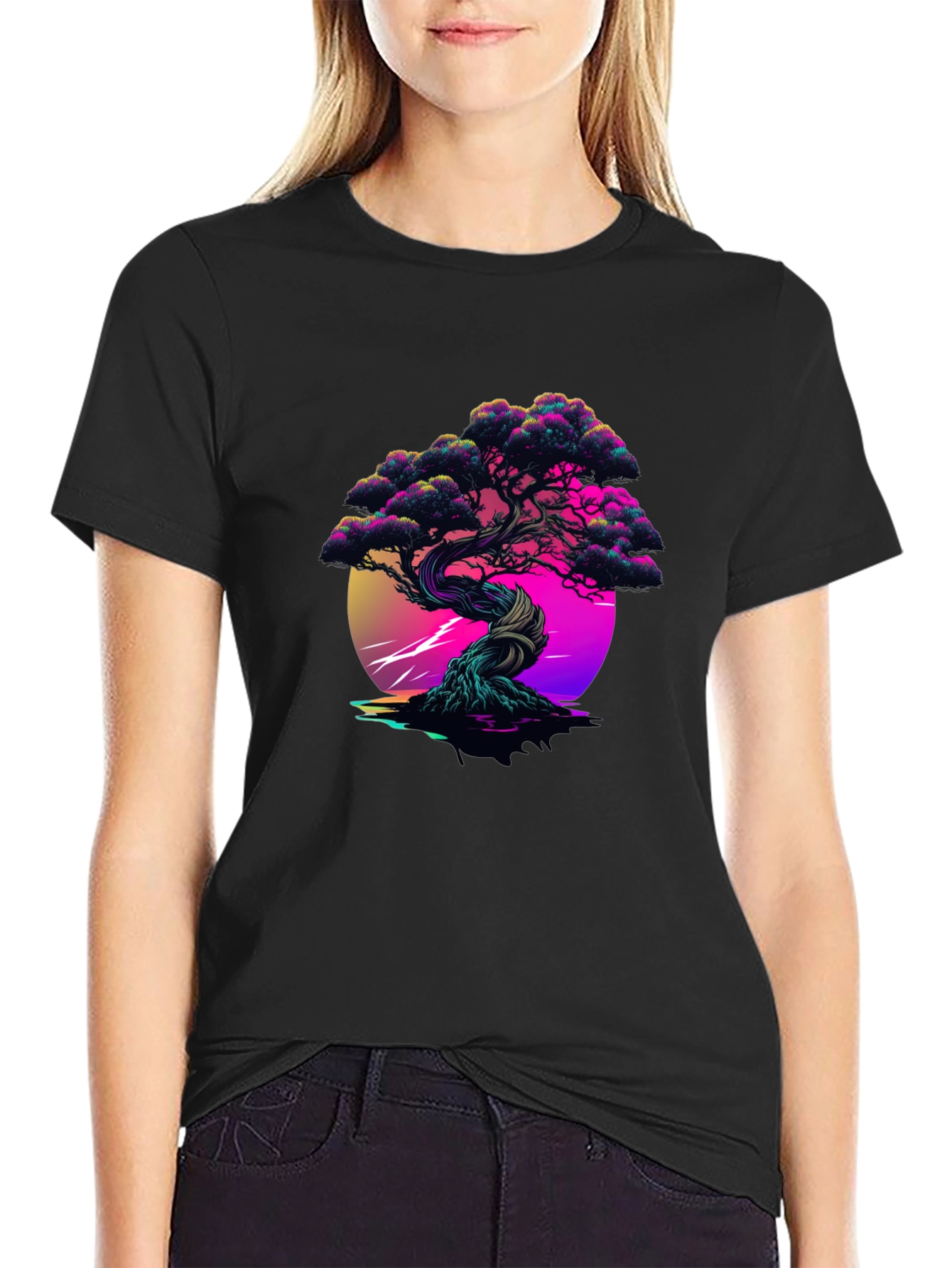 Vaporwave Bonsai Black Tee