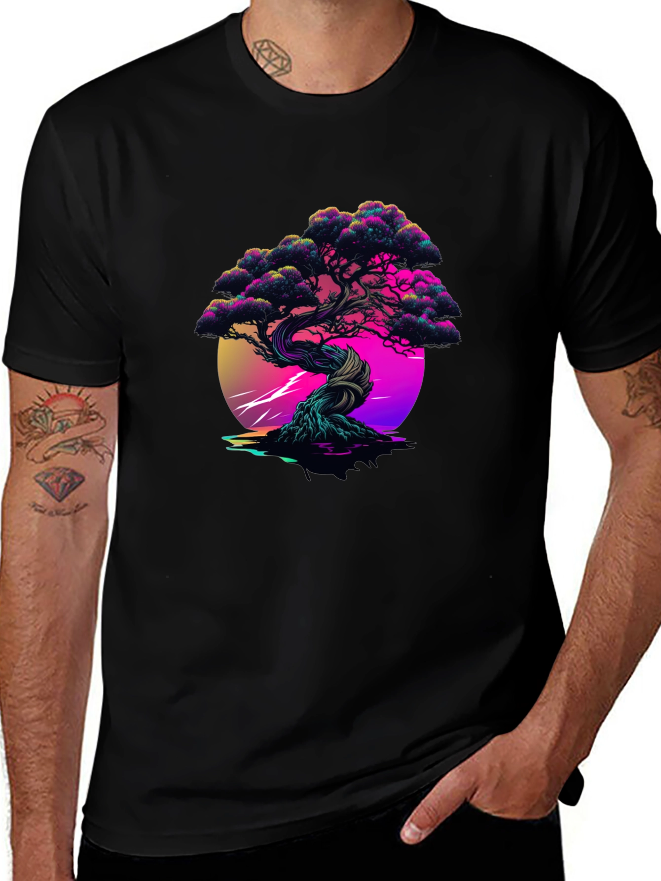 Vaporwave Bonsai Black Tee