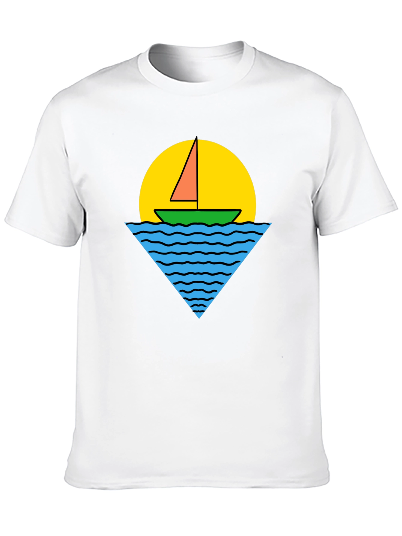 Retro Boat Graphic Tee - Black Cotton T-Shirt