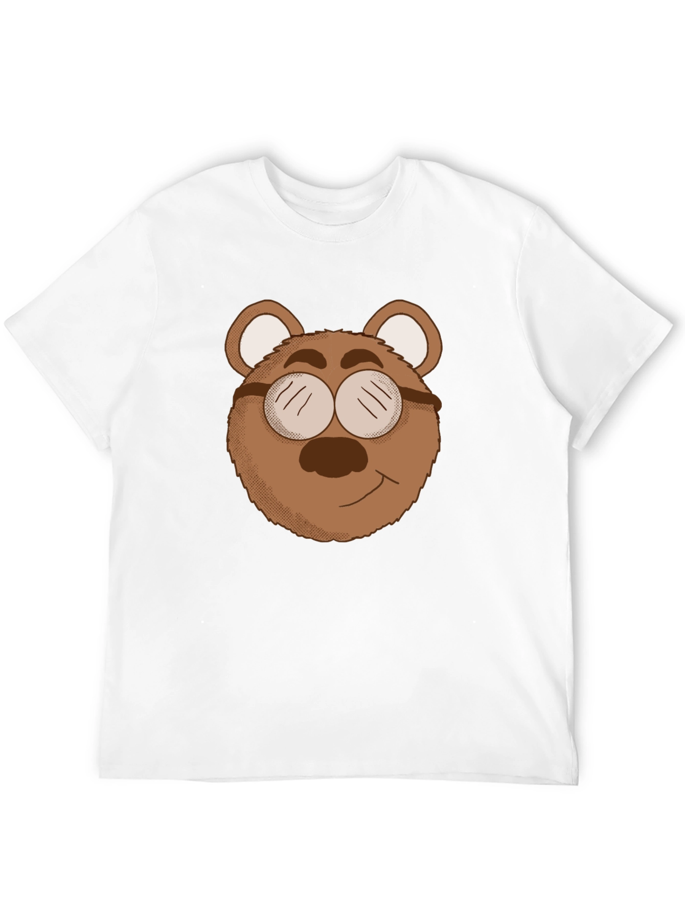 Bear with Glasses Graphic Tee - Black Cotton Blend