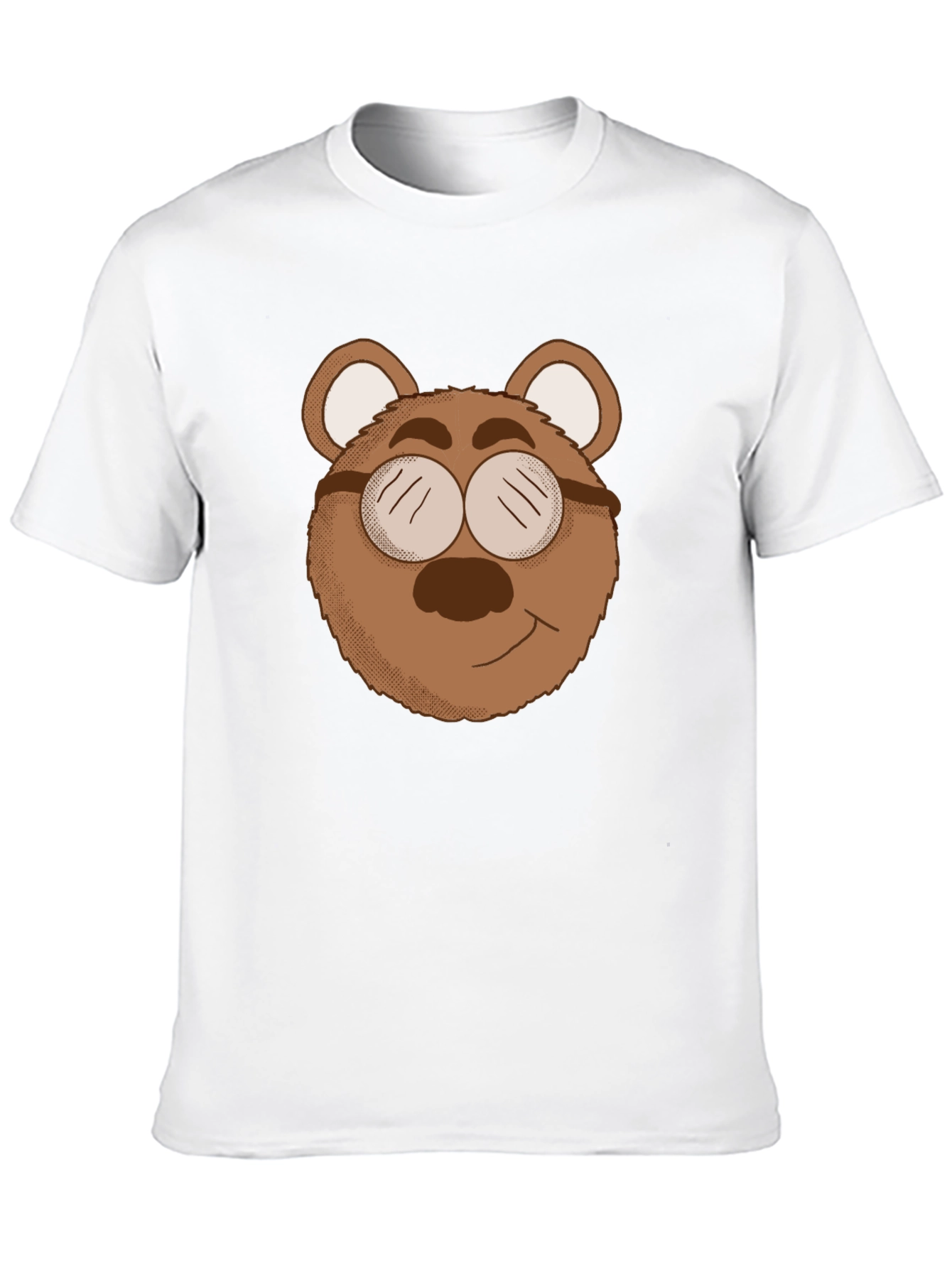Bear with Glasses Graphic Tee - Black Cotton Blend