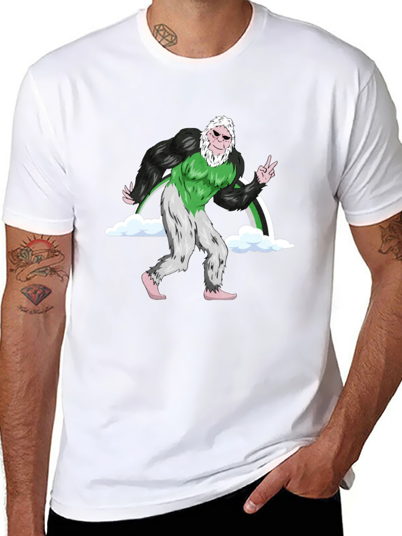 Sasquatch Peace Sign Graphic Tee - Cool Bigfoot T-Shirt