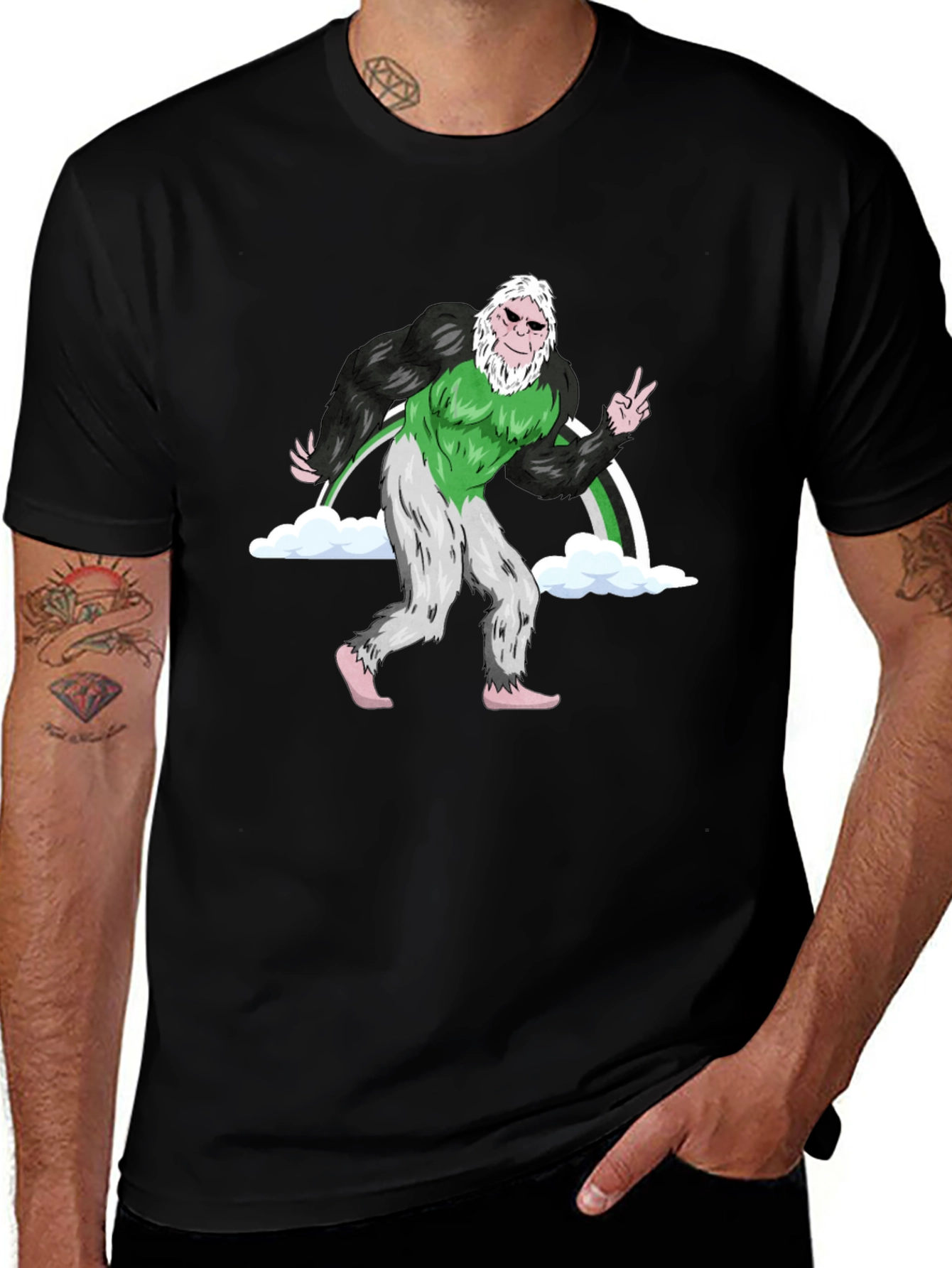 Sasquatch Peace Sign Graphic Tee - Cool Bigfoot T-Shirt