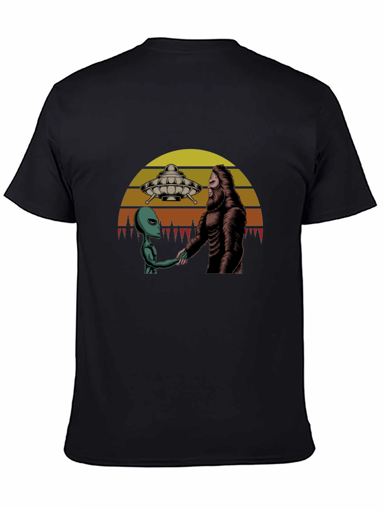 Alien & Bigfoot Handshake Graphic Tee - Conspiracy T-Shirt