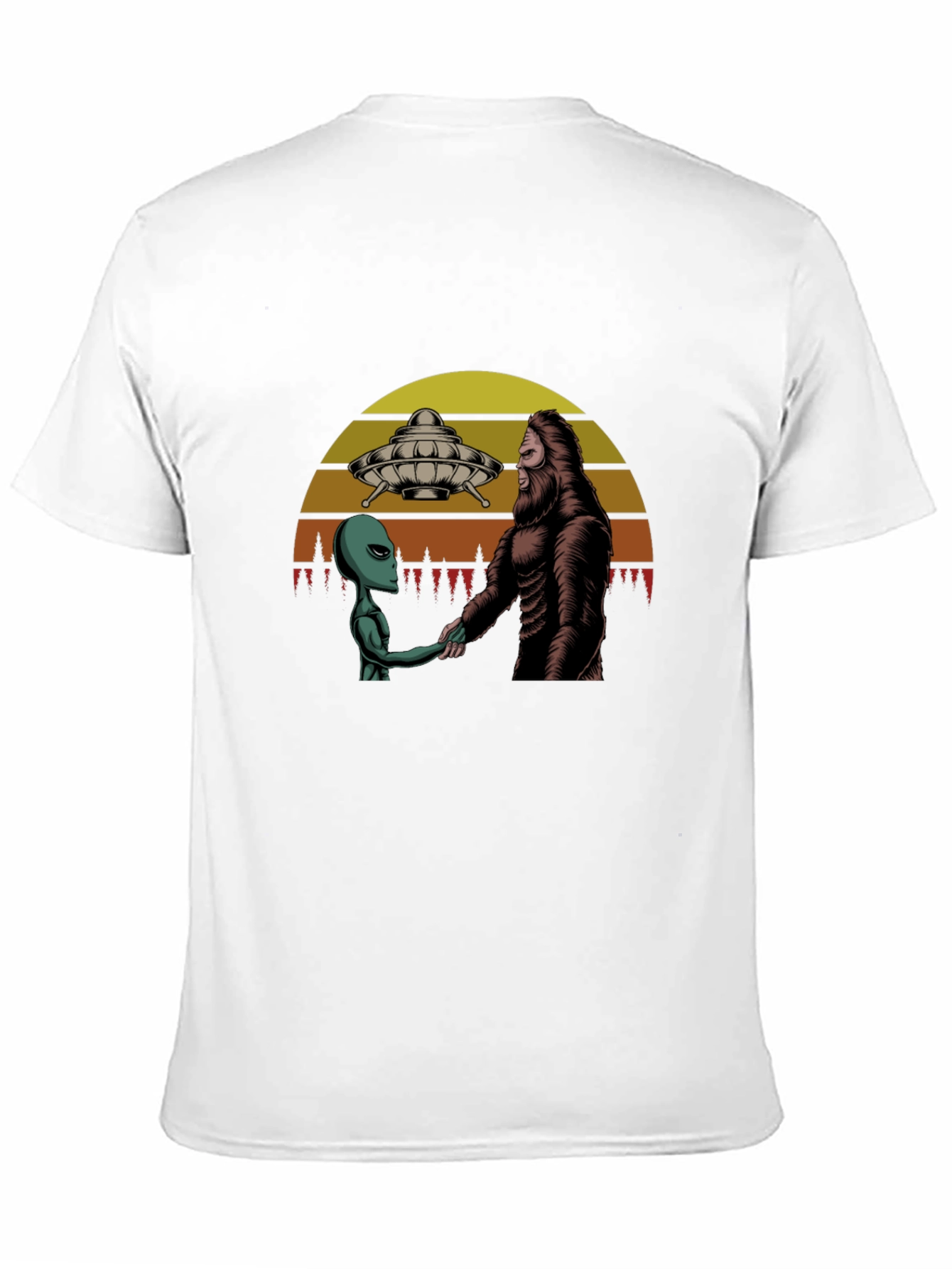 Alien & Bigfoot Handshake Graphic Tee - Conspiracy T-Shirt