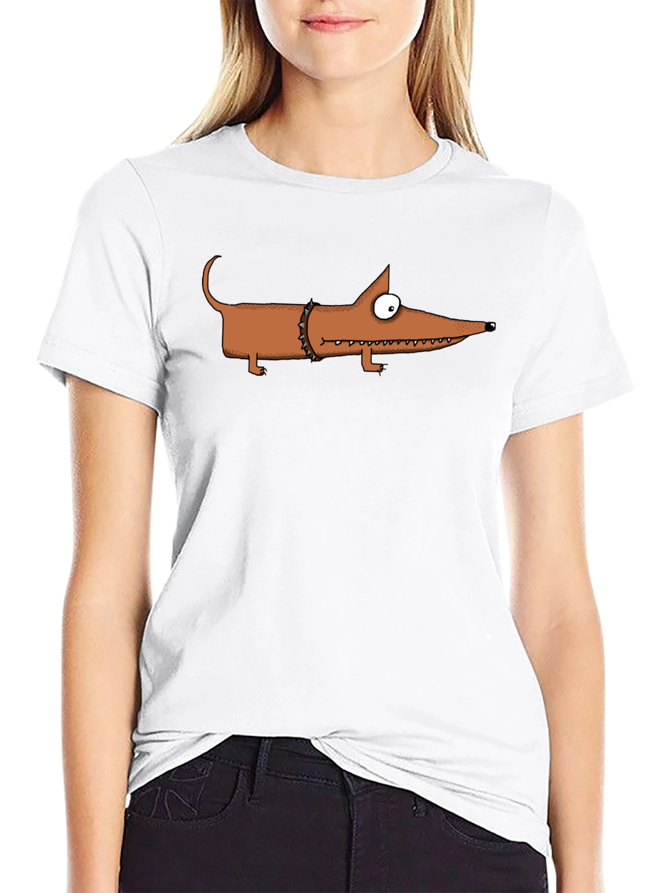 Cartoon Dachshund T-Shirt - Spiked Collar Graphic Tee