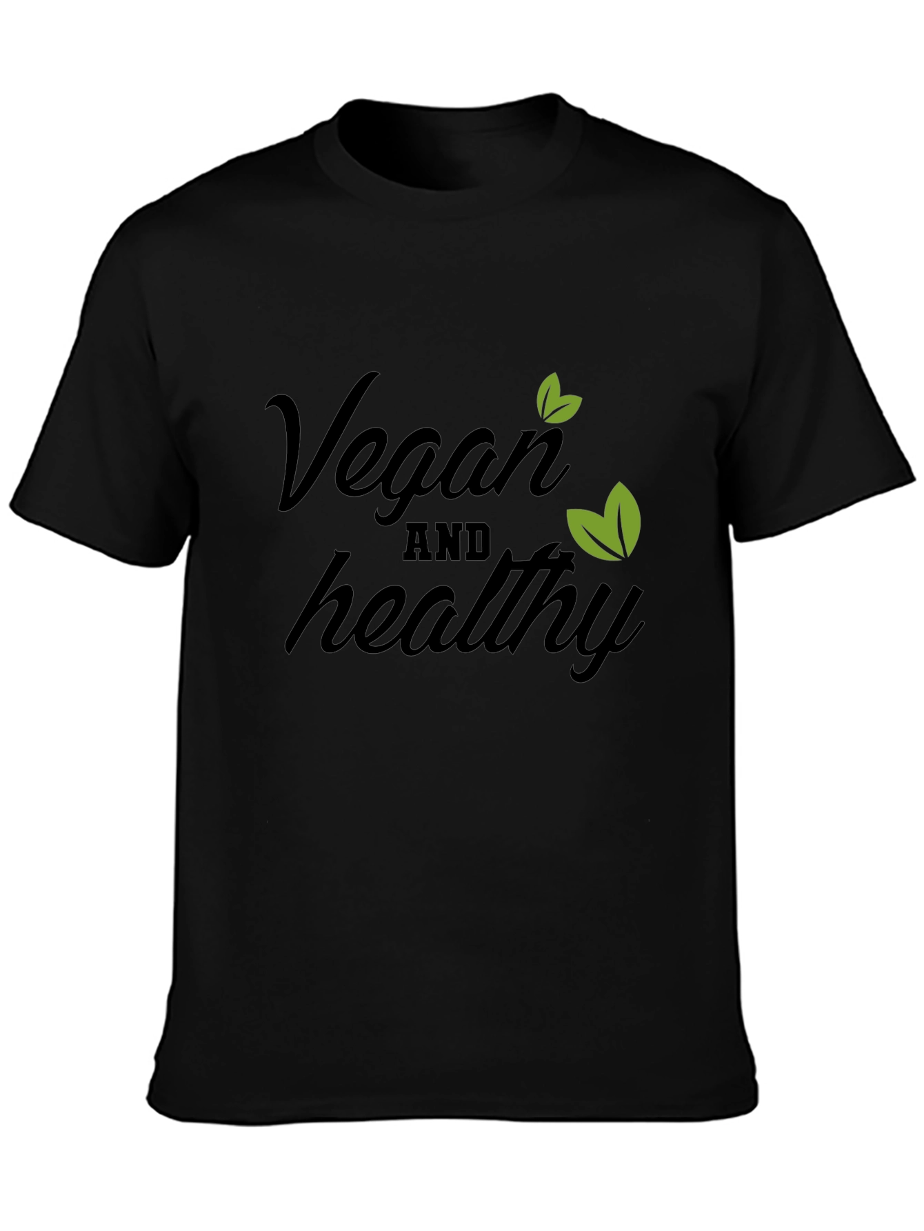 Vegan & Healthy T-Shirt - Black Cotton Blend Tee
